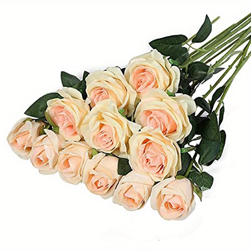 12pcs Realistic Artificial Rose Bouquet for Weddings, Birthdays, and More for Fl
