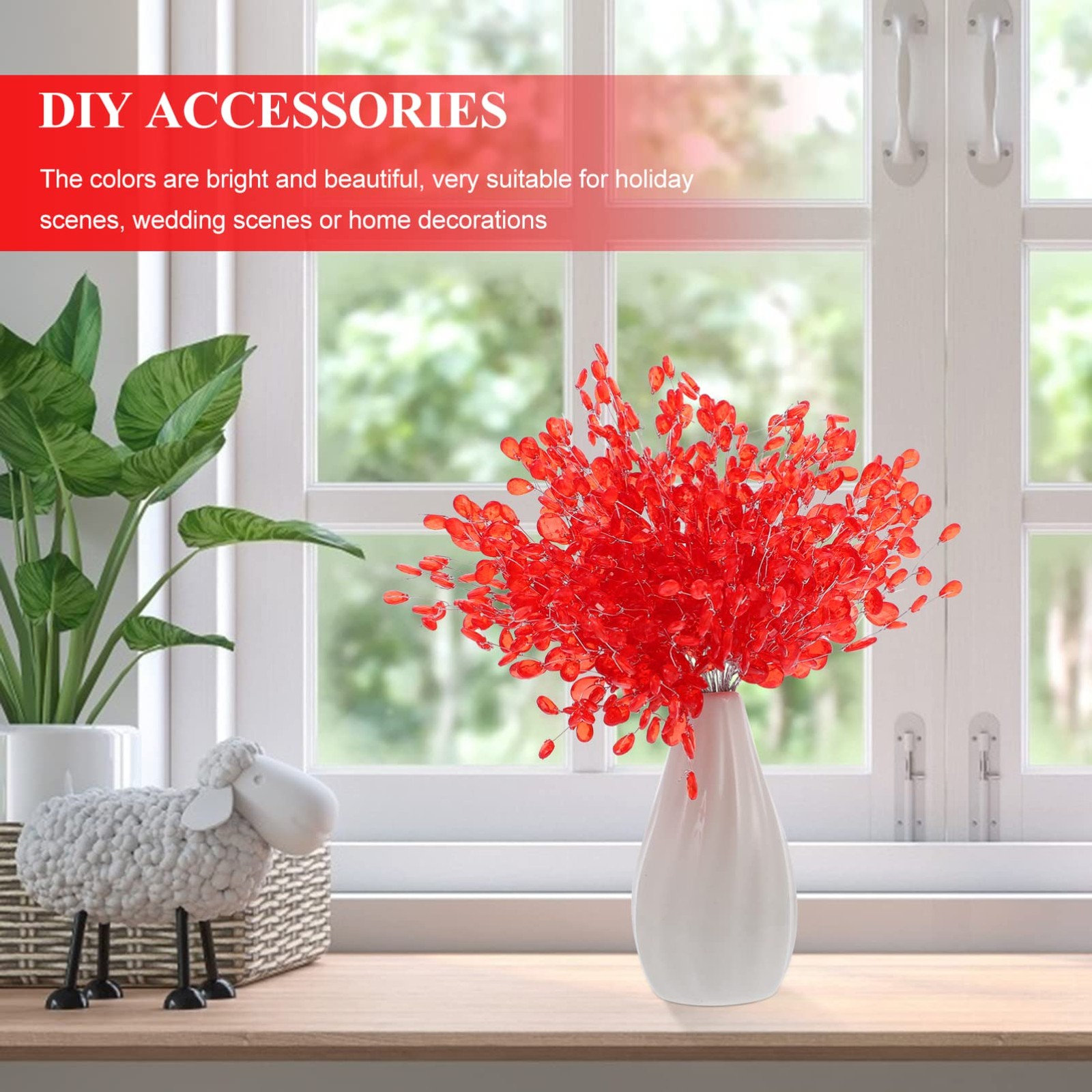 50PCS Acrylic Bead Drop Stems Crystal Floral Picks Artificial Bouquets Clear …