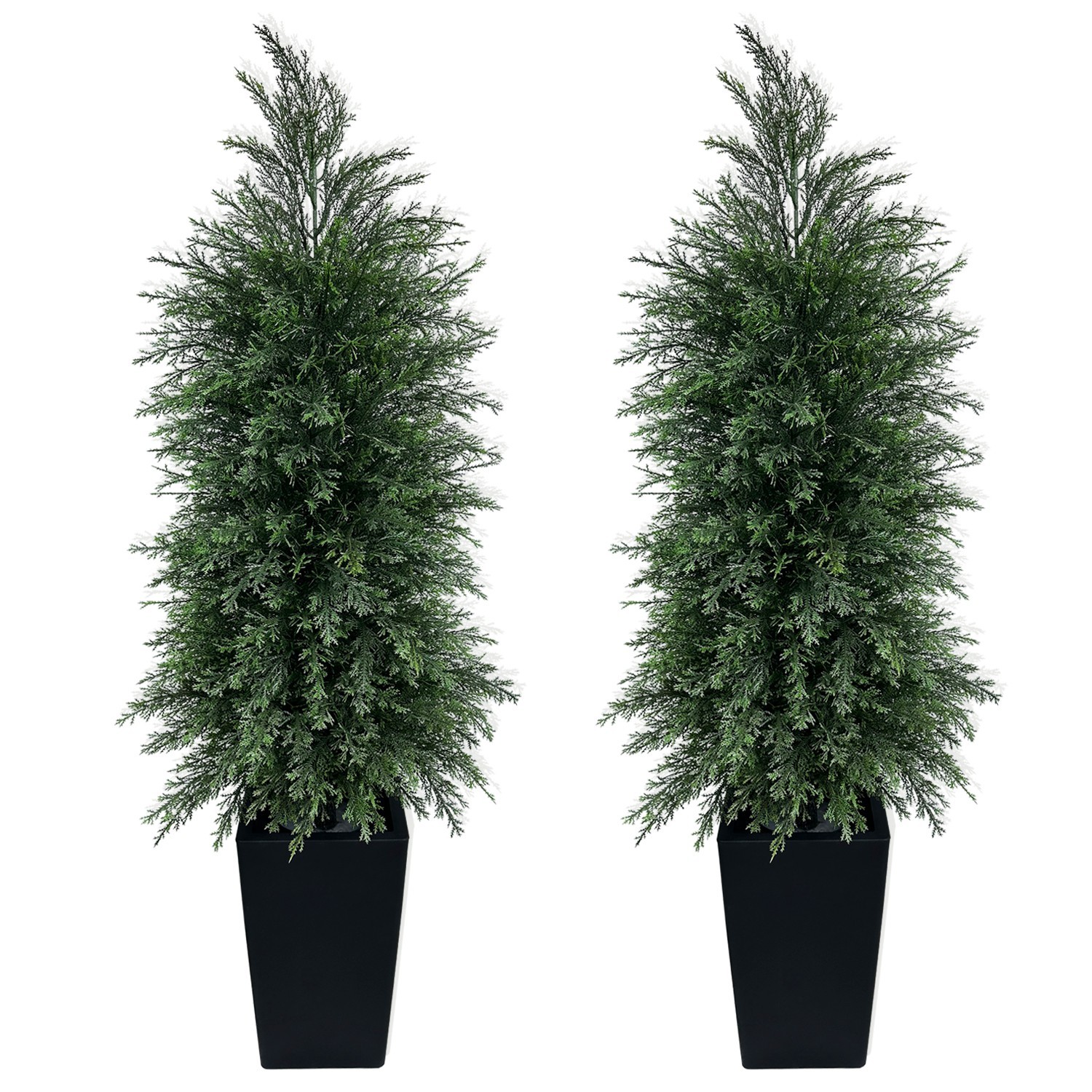 2Pack 4FT Artificial Cypress Tree, Black Square Planter Indoor/outdoor decor