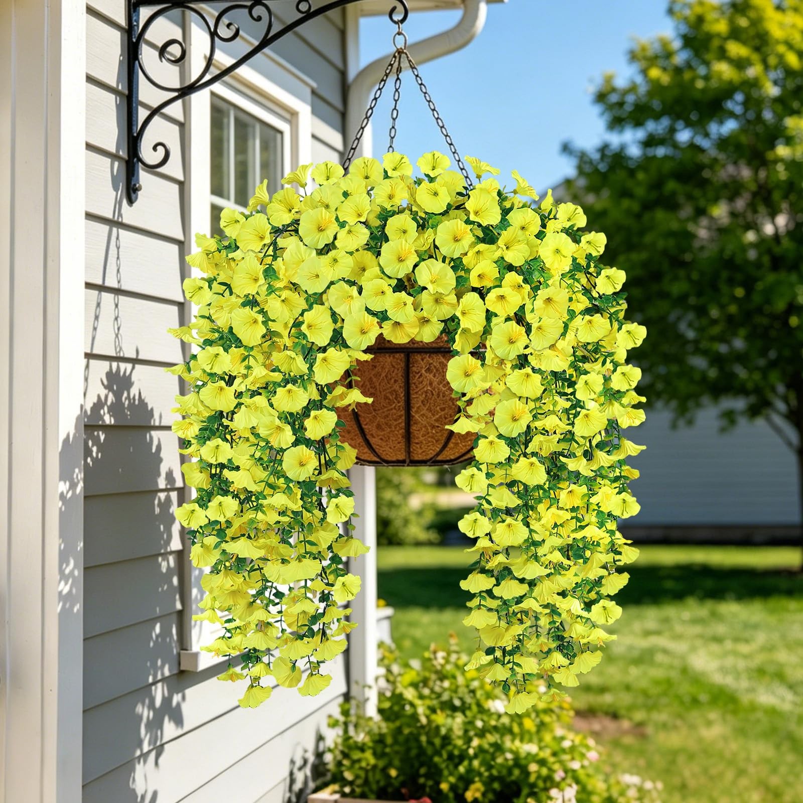 Artificial Flowers for Outdoors, 6-Pack 420 Blooms UV Resistant Hanging Morni…