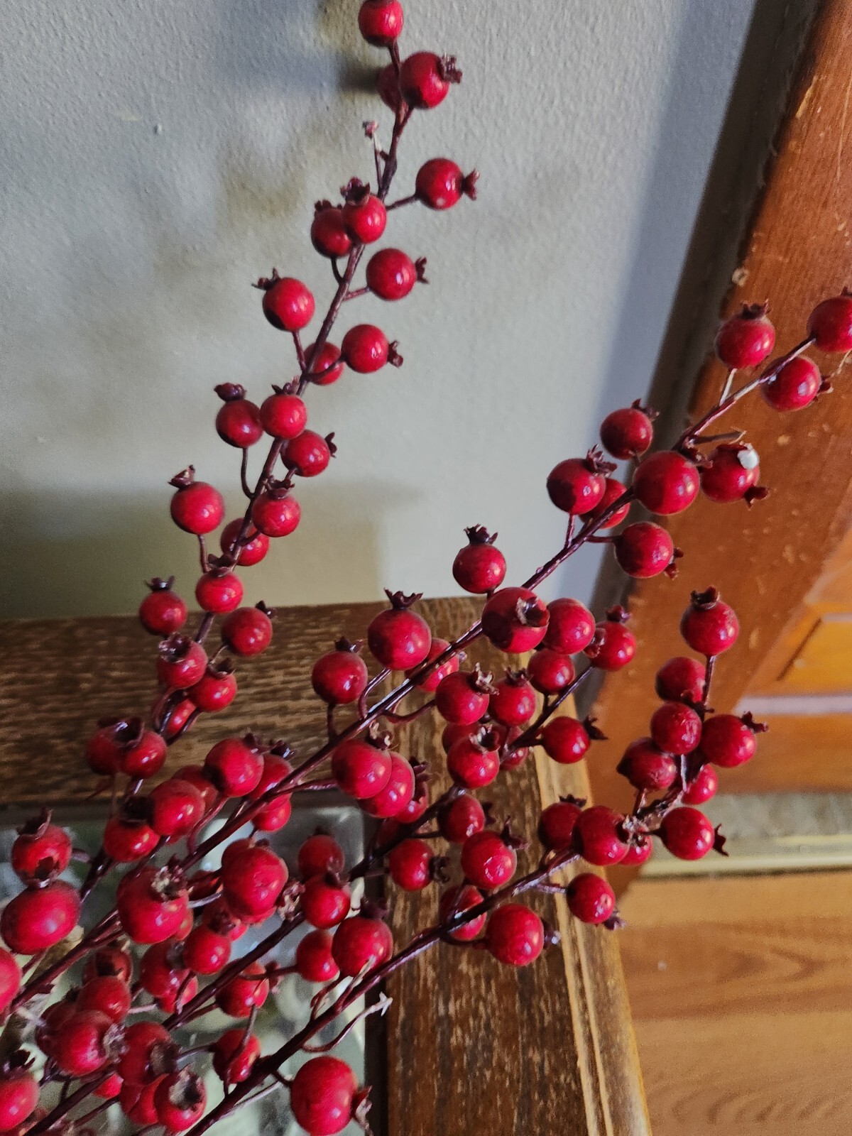 Artificial Red Berry Stem Faux Holiday Christmas Floral Branch Decor