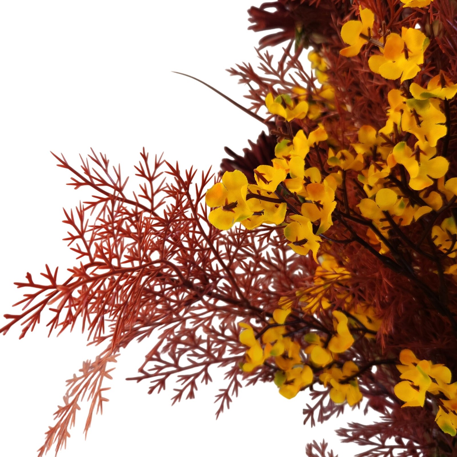 Hand Tied Artificial Flower Bouquet With Dark Reds and Yellow Wildflower mixture