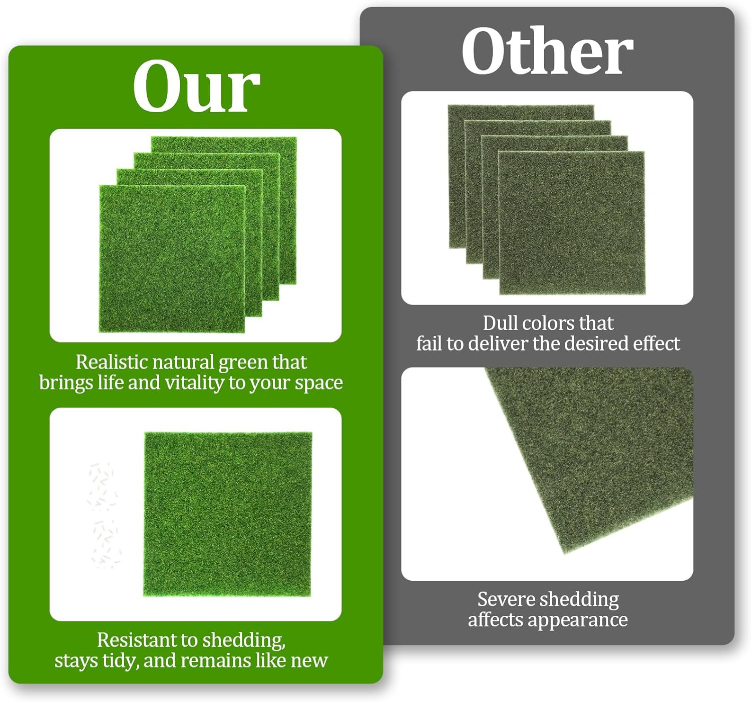 4 Pcs Fake Grass Decor for Crafts, 6 X 6 Inch Fairy Artificial Moss, Miniature M