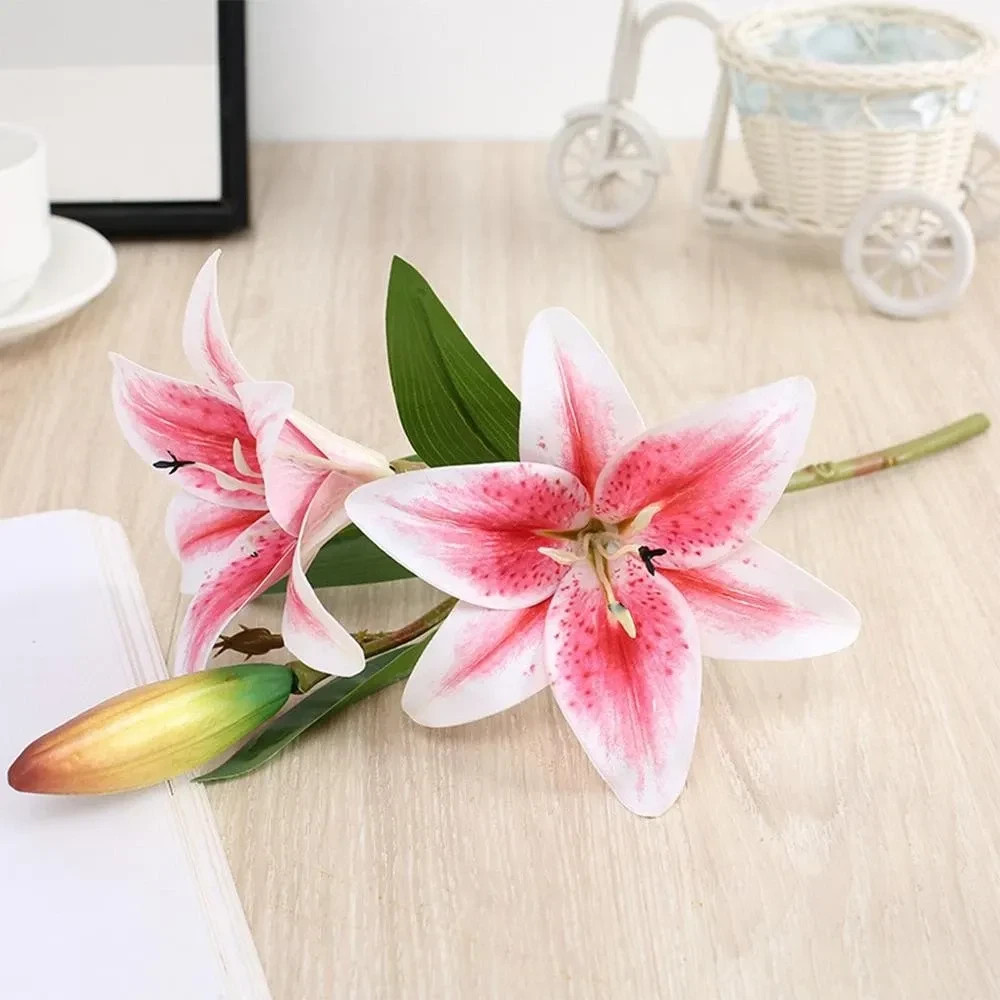 NEW 3D Printed White Lily Artificial Flowers Real Look for Wedding Home Decor
