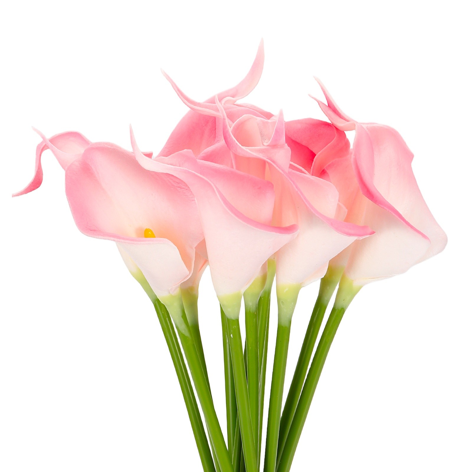 12Pcs 13 Inch Artificial Calla Lily Fake Flowers Real Touch Light Pink/Yellow]
