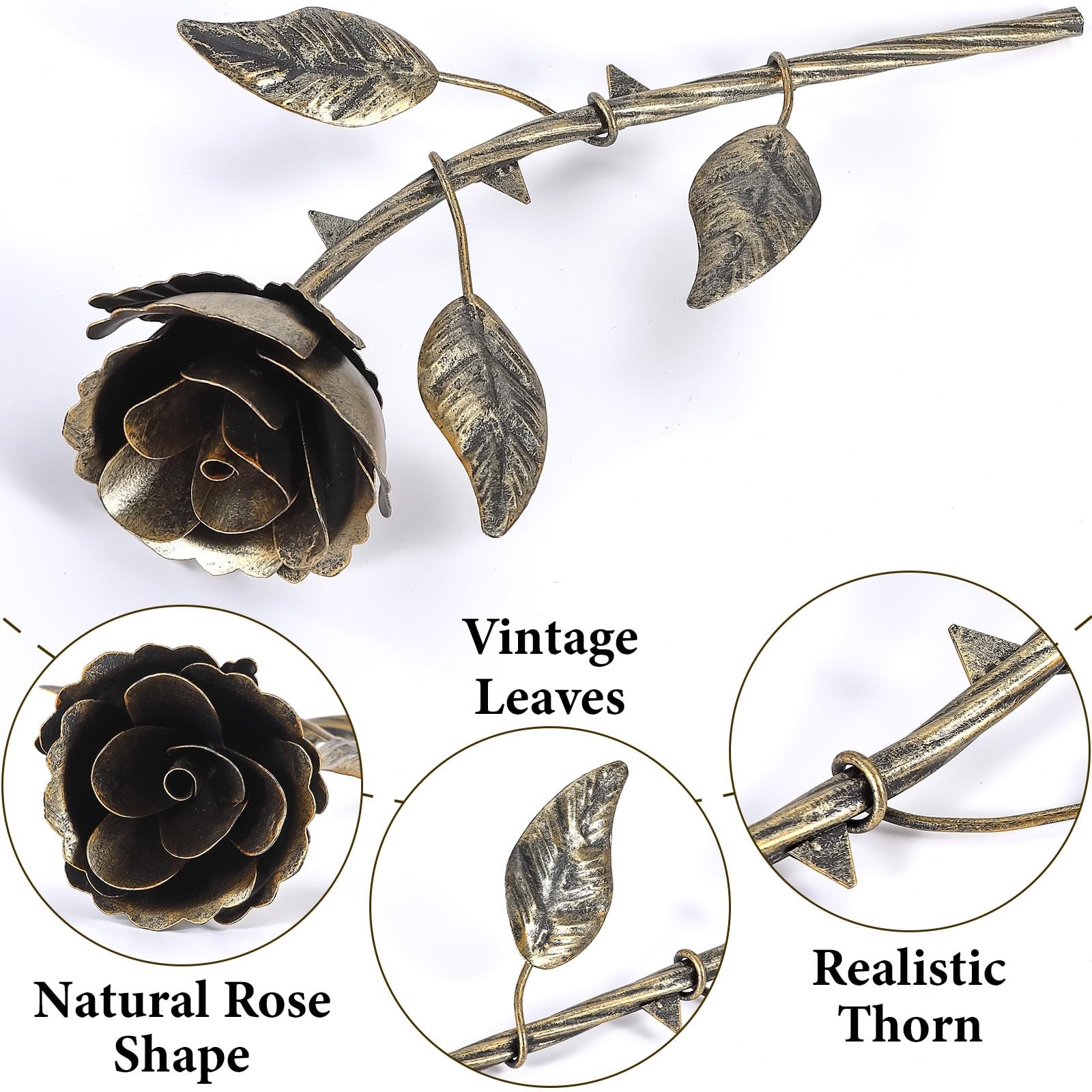 Iron Rose Gifts for Anniversary, Handcrafted Metal Rose, Bronze Anniversary M…
