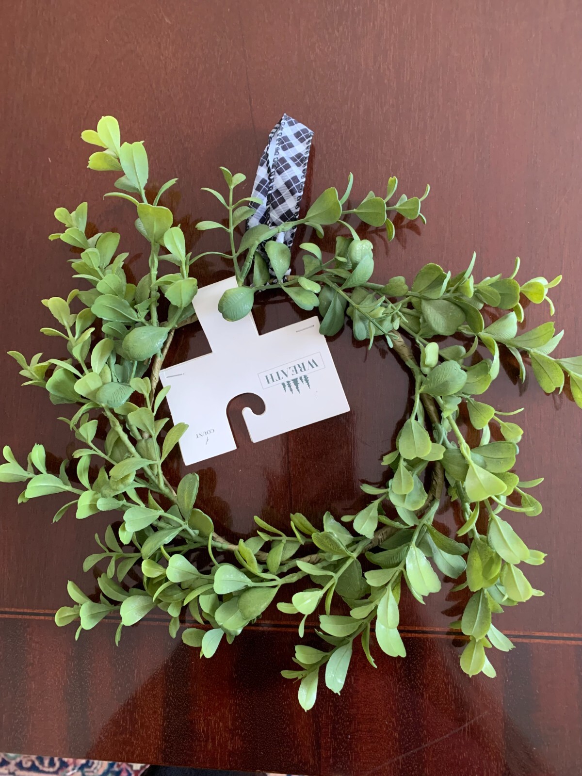Set Of 3 Faux Artificial Wreaths 6″ Form with black & white ribbon loop, NWT