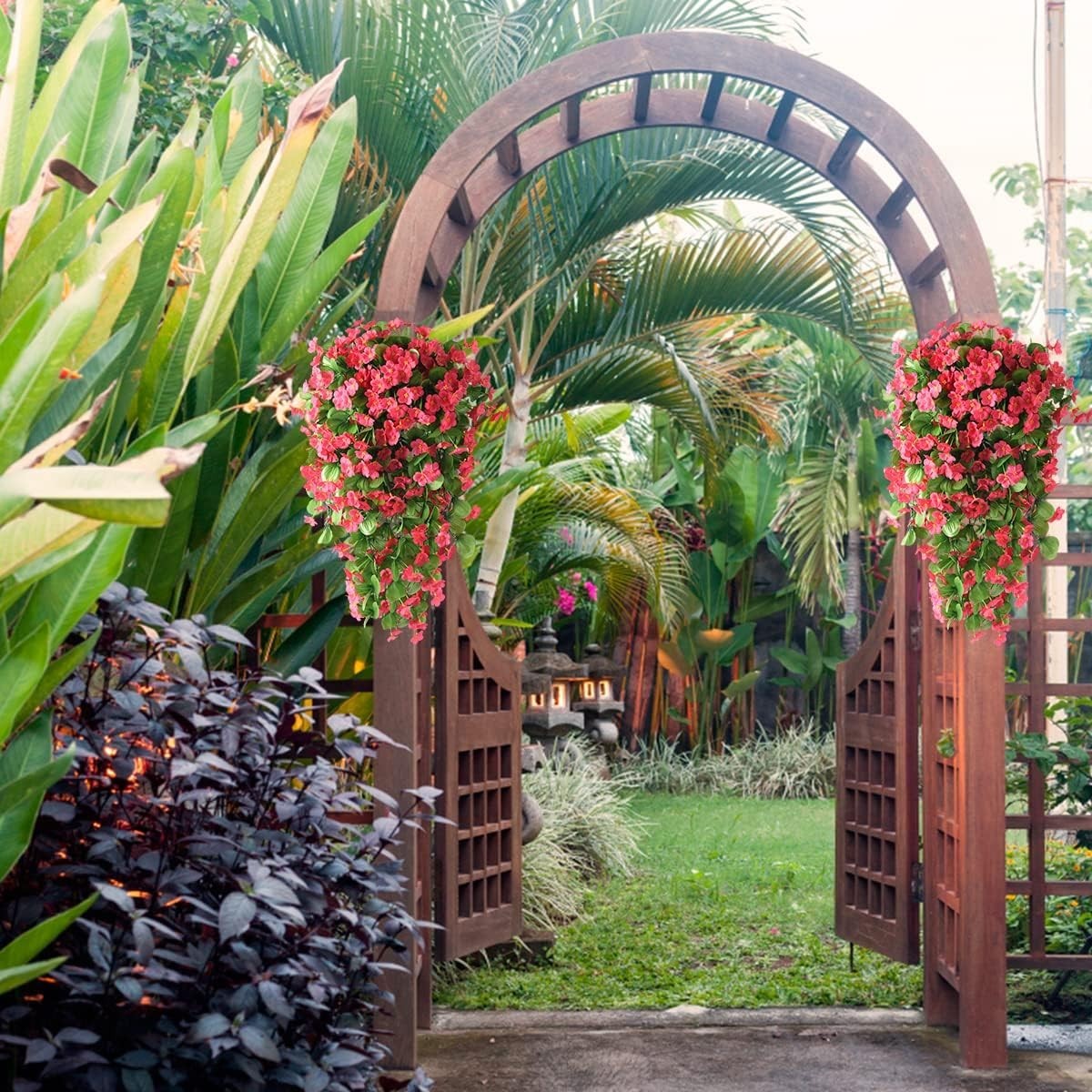 Stunning 2PCS Faux Silk Hanging Flowers – UV Resistant Vines for Indoor/Outdoor