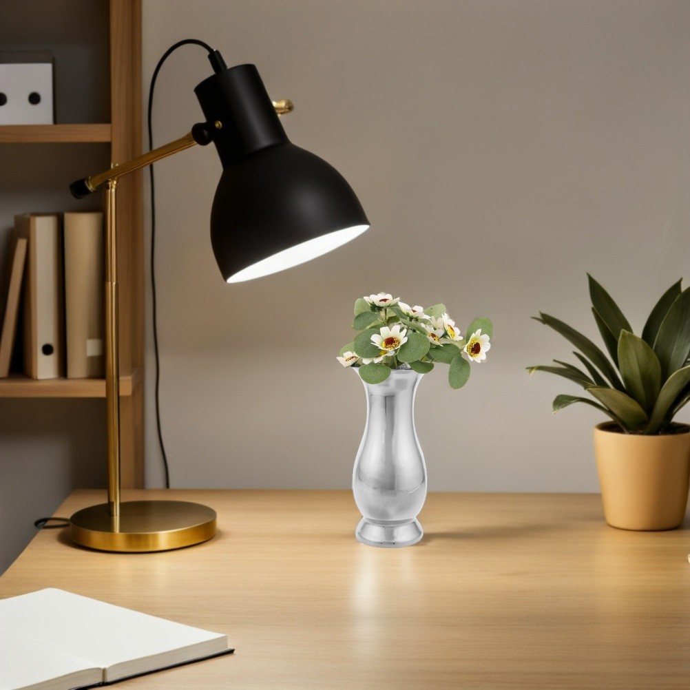 Stainless Steel Flower Vase: Tall Bud Vase – Minimalist Metal Container For