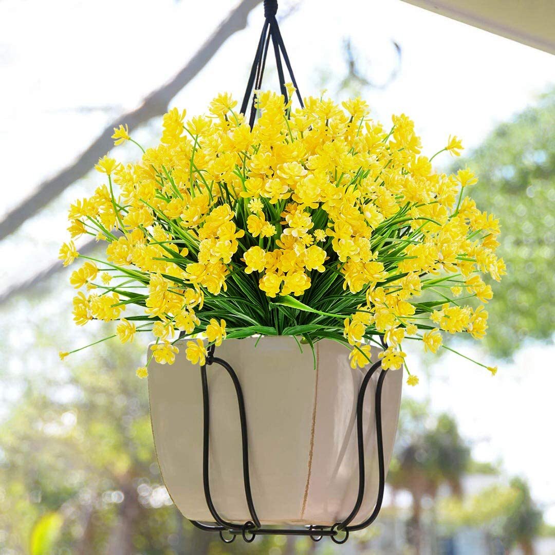 6 Bundles Outdoor Artificial Fake Flowers UV Resistant Plastic Shrubs Home Decor