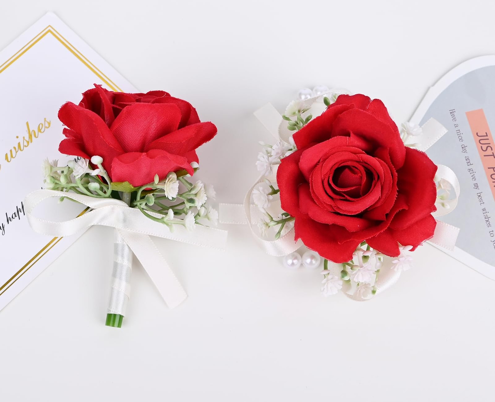 2 Pieces Party Prom Homecoming Artificial Rose Wrist Corsage and Boutonniere …