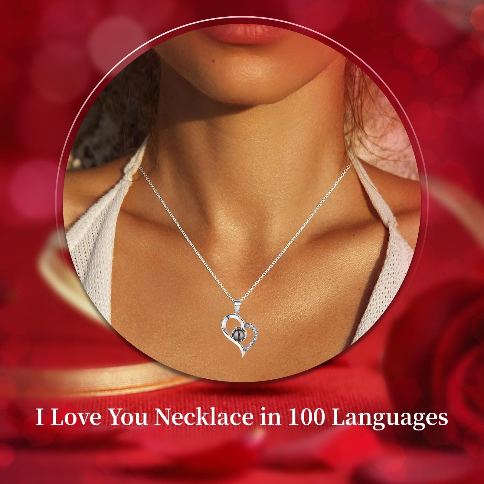 Preserved Light Blue Real Rose with I Love You Necklace -Eternal Flowers Rose…