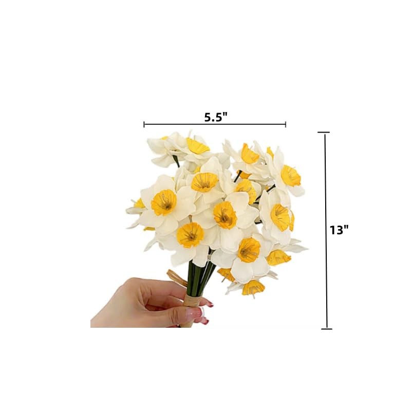 18 Pcs Artificial Flowers White Artificial Daffodils Flowers Real Touch Faux …