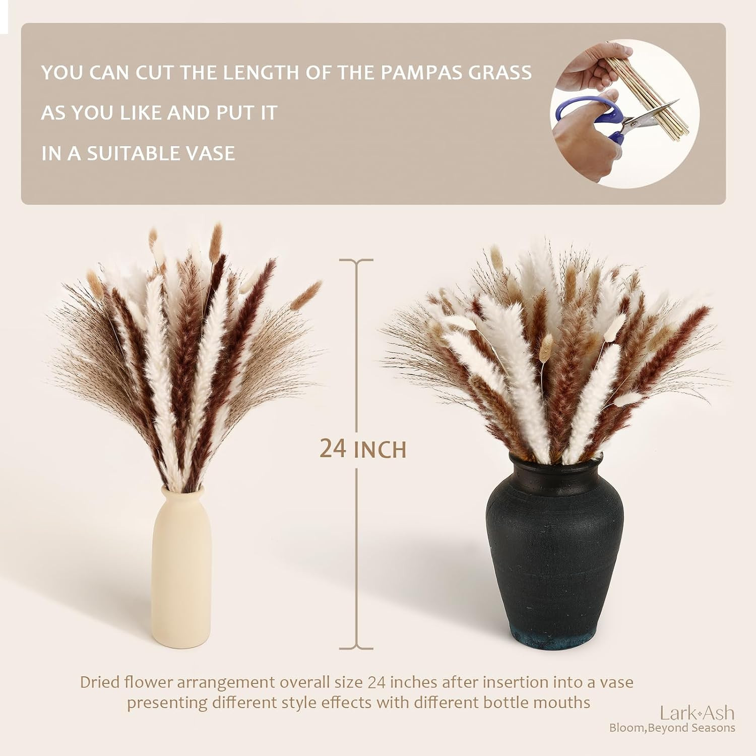 125 Stems Dried Pampas Grass Decor-Pampas Grass,Bunny Tails Grass.RusticFlowe…