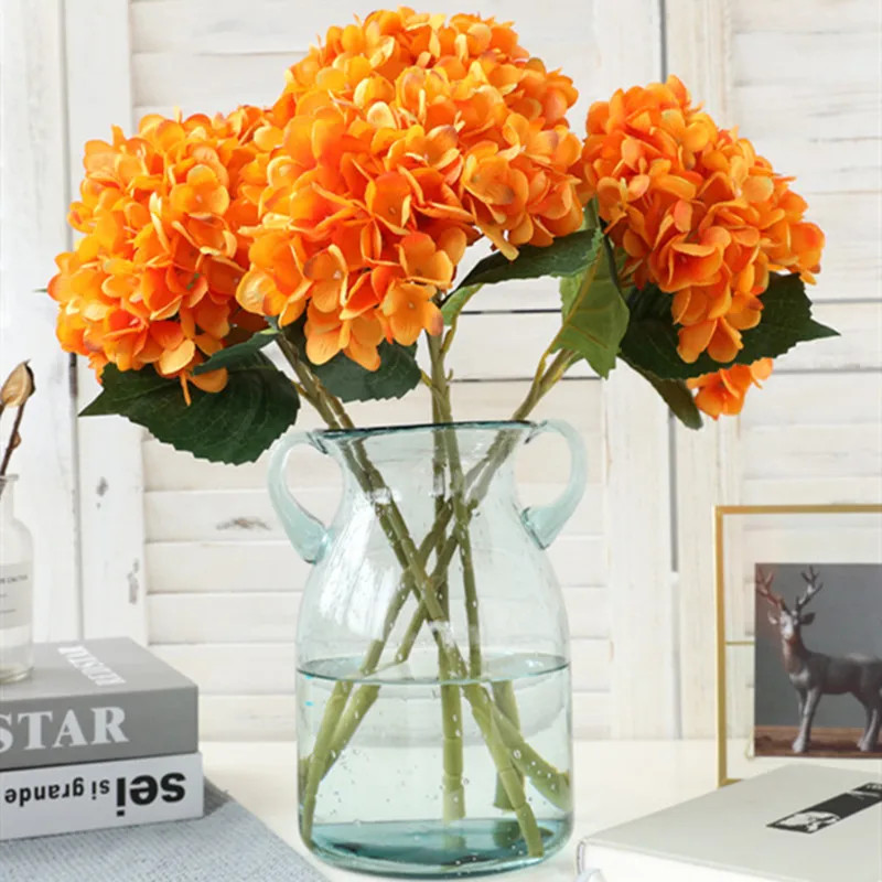 Flores artificiales, hortensia, rama, hogar, boda, decoración, otoño, seda, plás