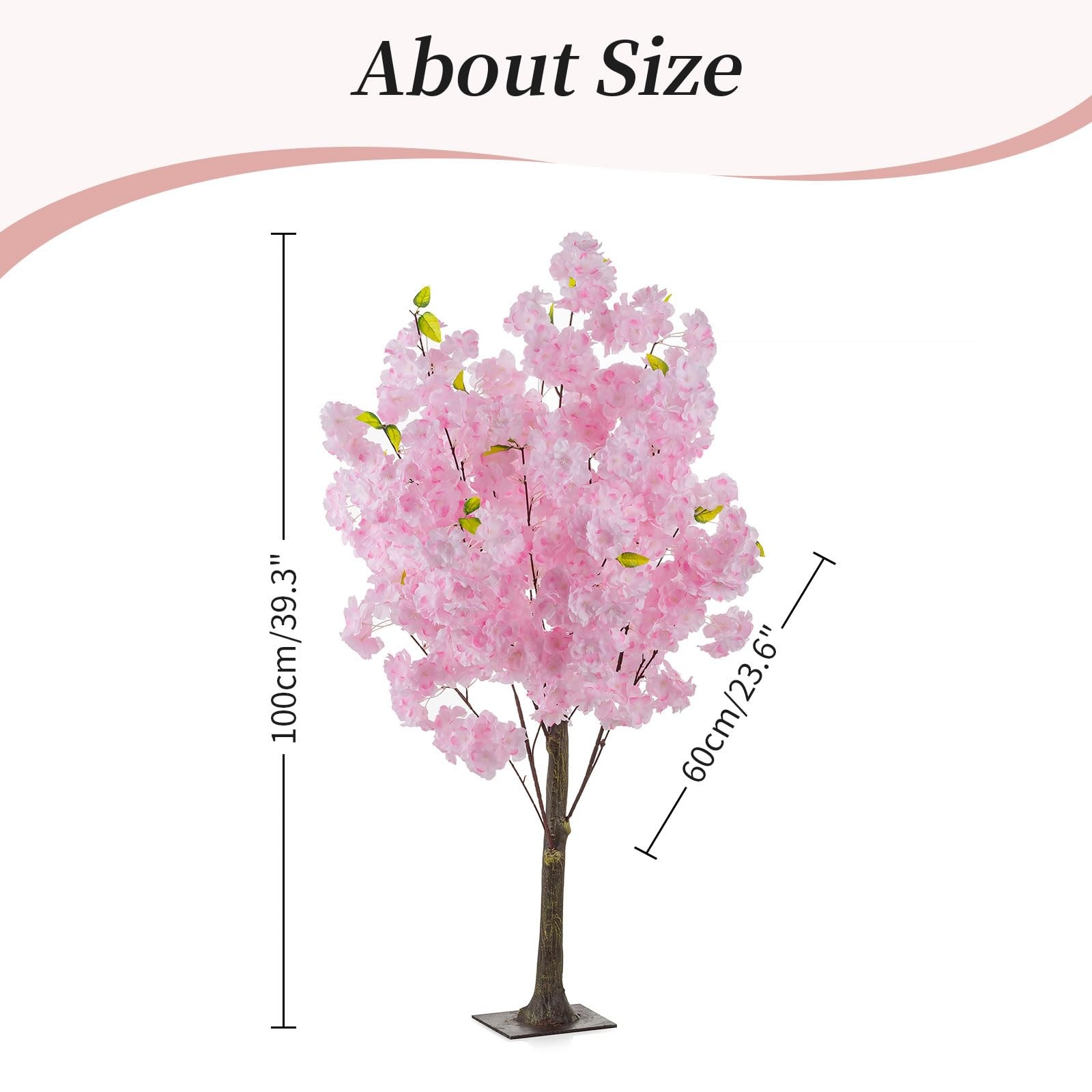 Artificial Cherry Blossom Flower Tree: 3.2ft Tall Faux Pink Japanese Cherry B…