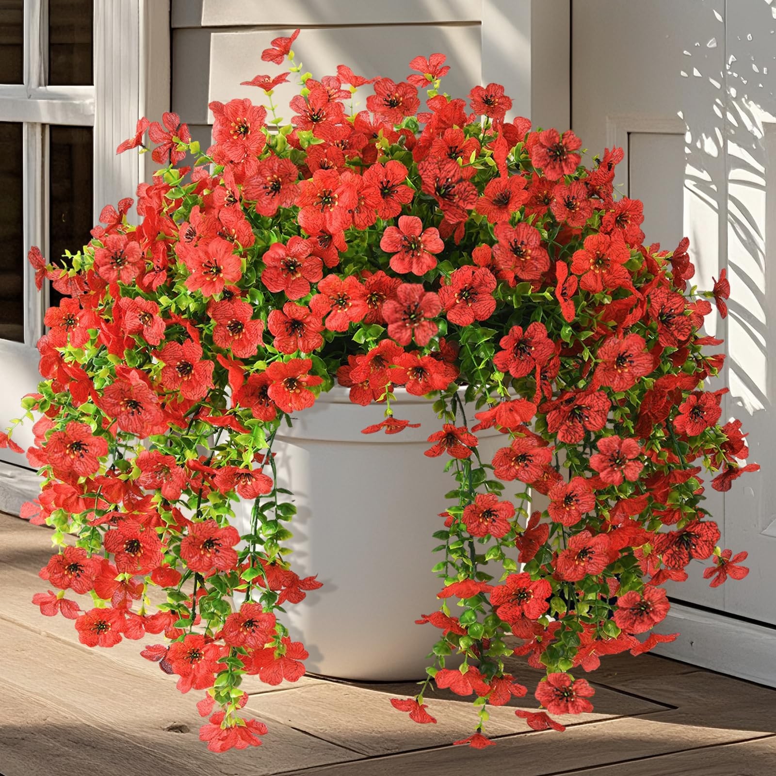 2Pcs Artificial Fake Hanging Flowers for Outdoors UV Resistant Artificial Pla…