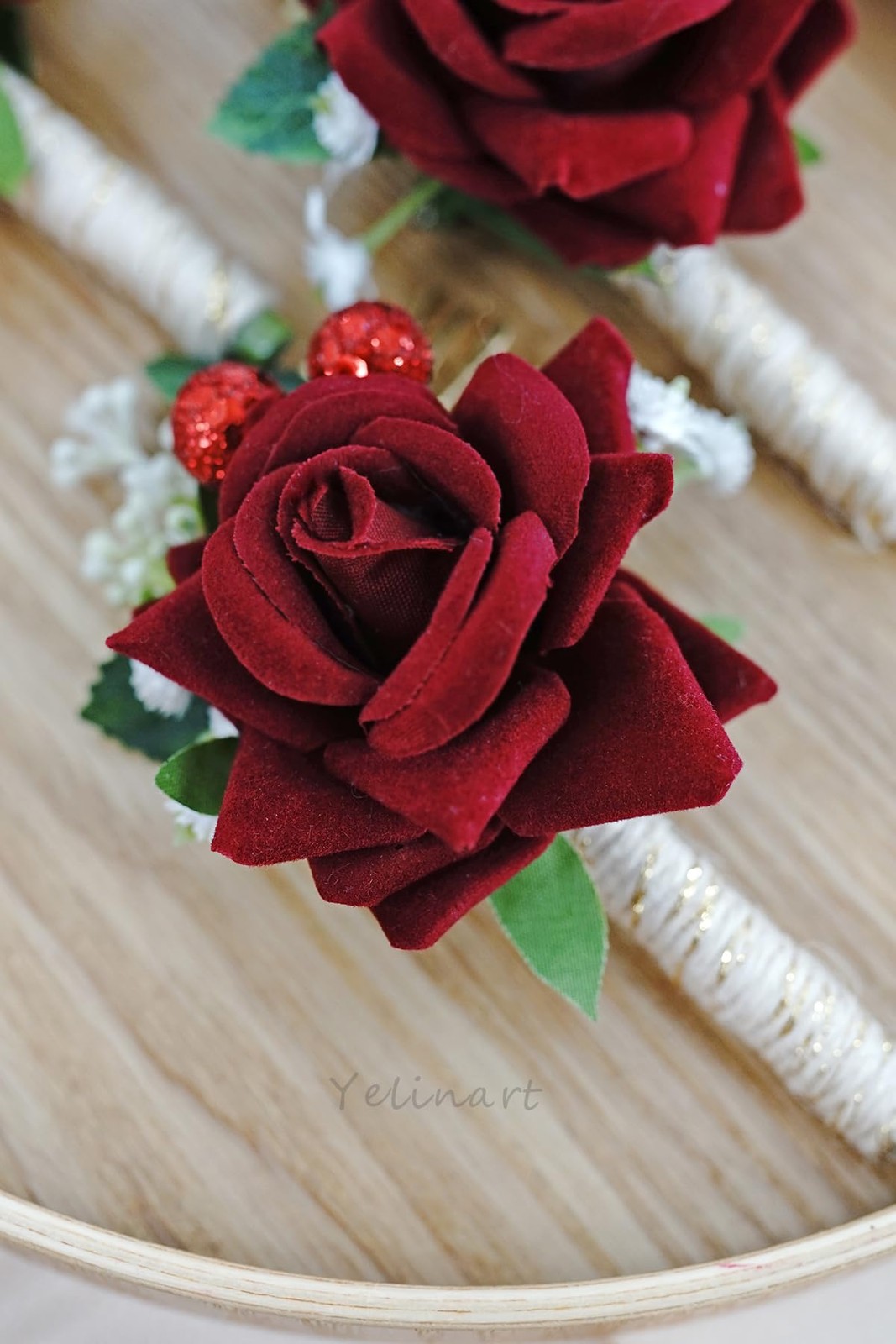 1 PCS Ivory Rose Men Boutonniere Wedding Groom Groomsmen Artificial Flowers