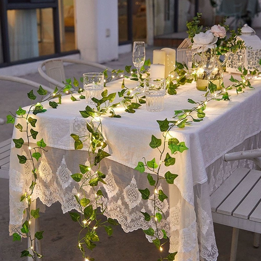 2M 20 LED Ivy Leaf String Lights Vine Garland Wreath Hanging Fairy Night Lamp