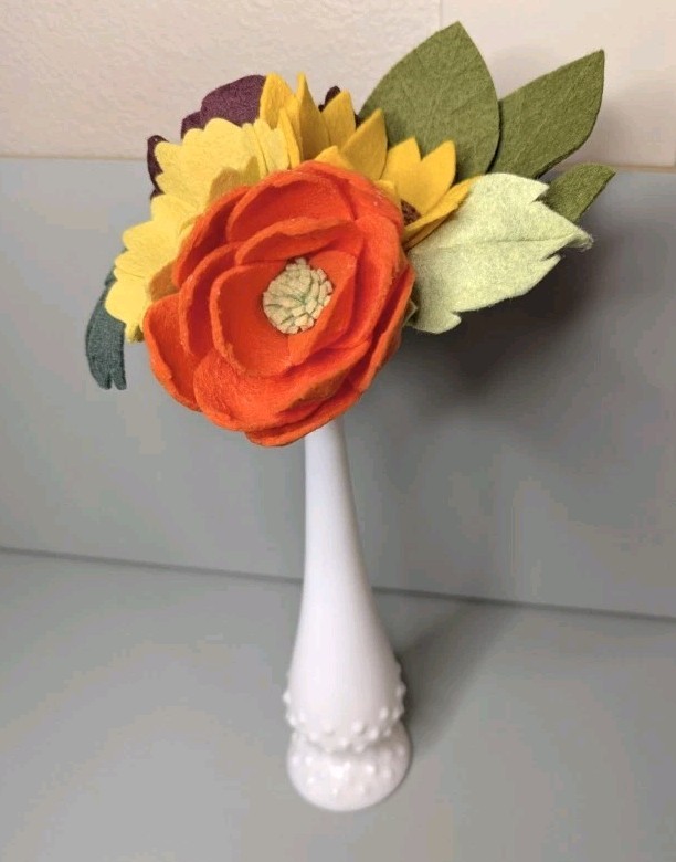 Beautiful Hand Cut Wool Blend Felt Flower Bouquet Gift Wrapped/Great Gift Idea!