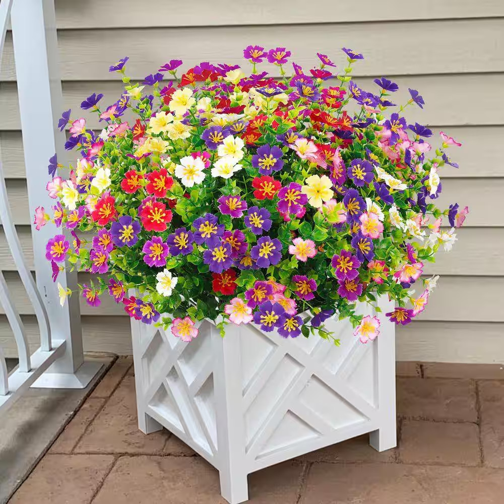 24 Bundles 14.2 In. Multi-Colored Artificial Silk Eucalyptus Flowers for Outdoor