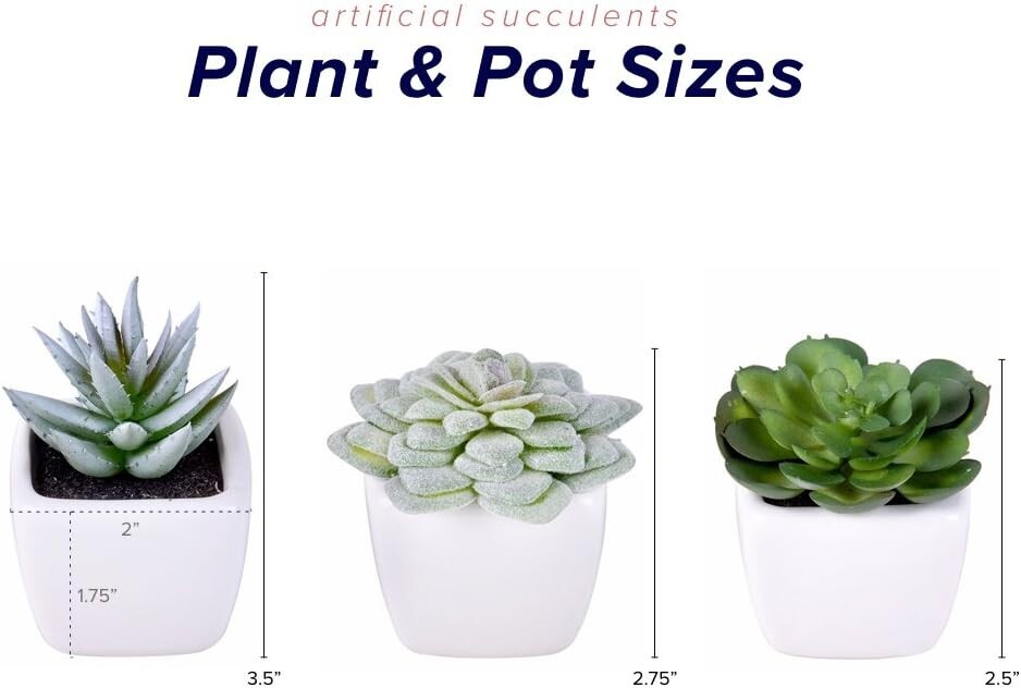 6Pcs Artificial Succulents Plants Indoor Decor in Pots Fake Succulent Plant Faux