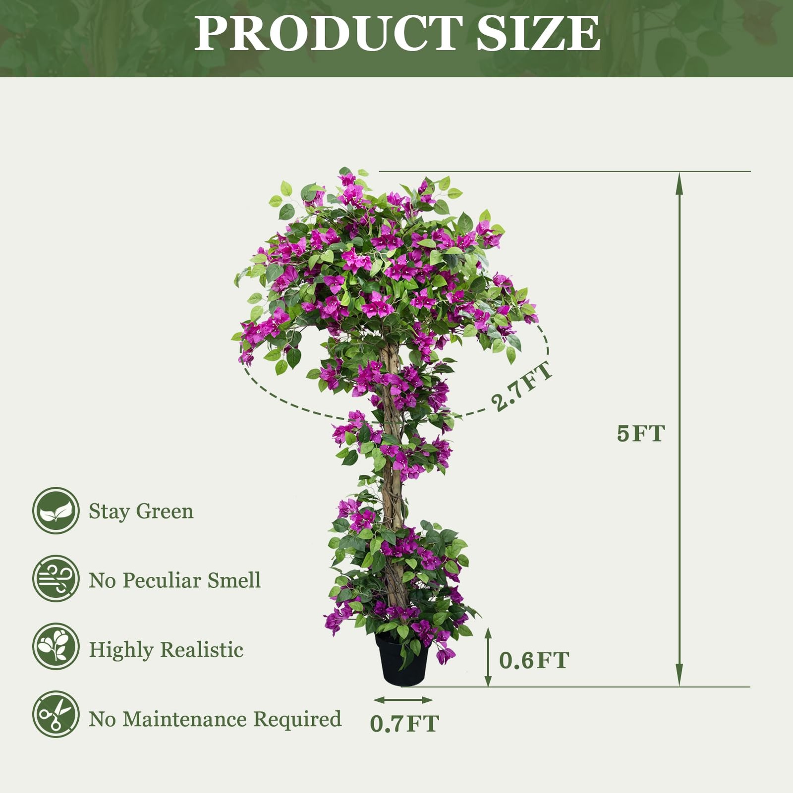 5FT Tall Bougainvillea Artificial Tree for Outdoors or Indoors, Faux Tree Rea…
