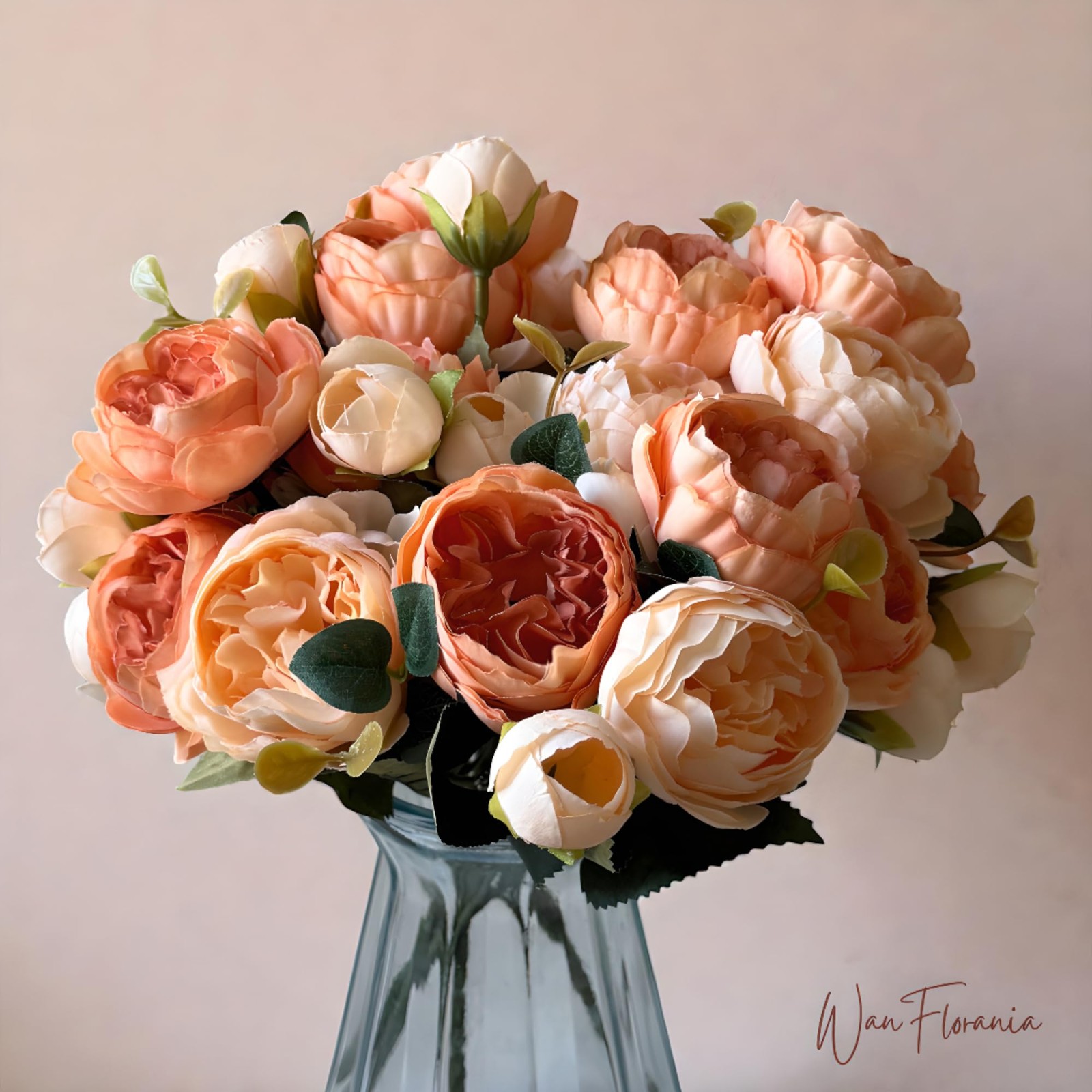 Artificial Rose Peonies Bouquet, 4 Bundles Mixed Silk Flowers, Fake Peony Flo…