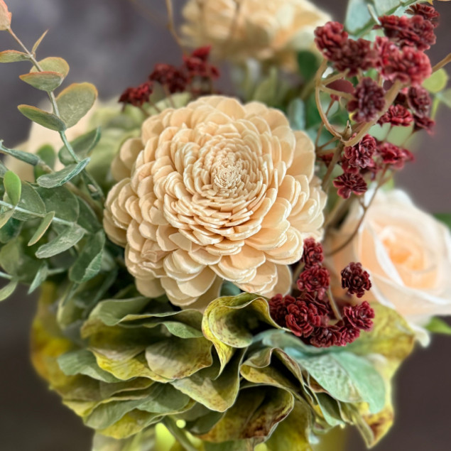 Sola Wood Floral Farmhouse Arrangement Yellow Mason Jar LED Lights Home Decor