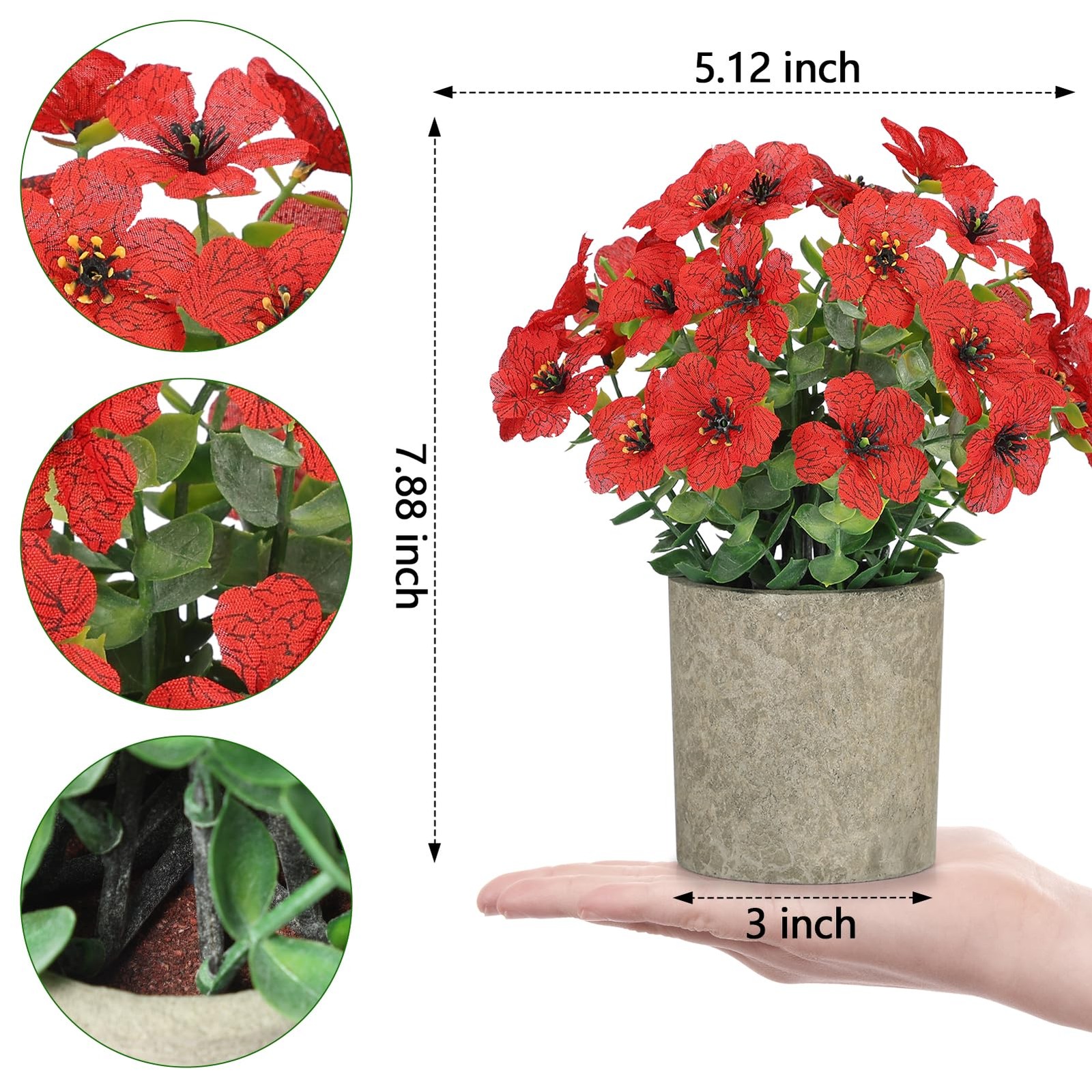 2 Pack Small Fake Plants Potted Artificial Plants Artificial Flowers Potted F…