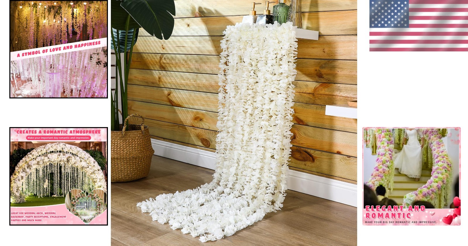 Stunning Faux Wisteria Hanging Flower Strings – 60 Pack Indoor/Outdoor Decor