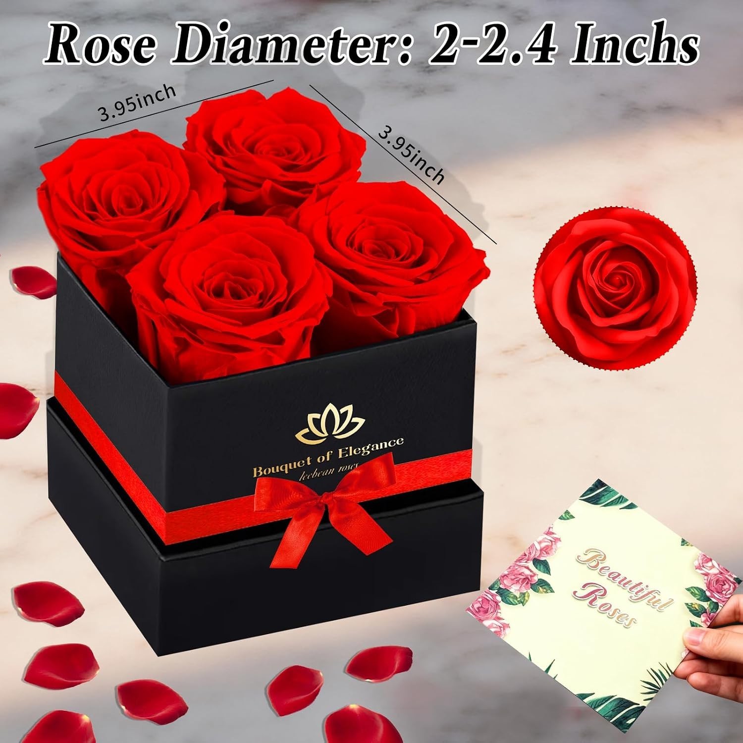 Forever Flowers Box with 4 Red Preserved Roses – Timeless Gift for Loved Ones