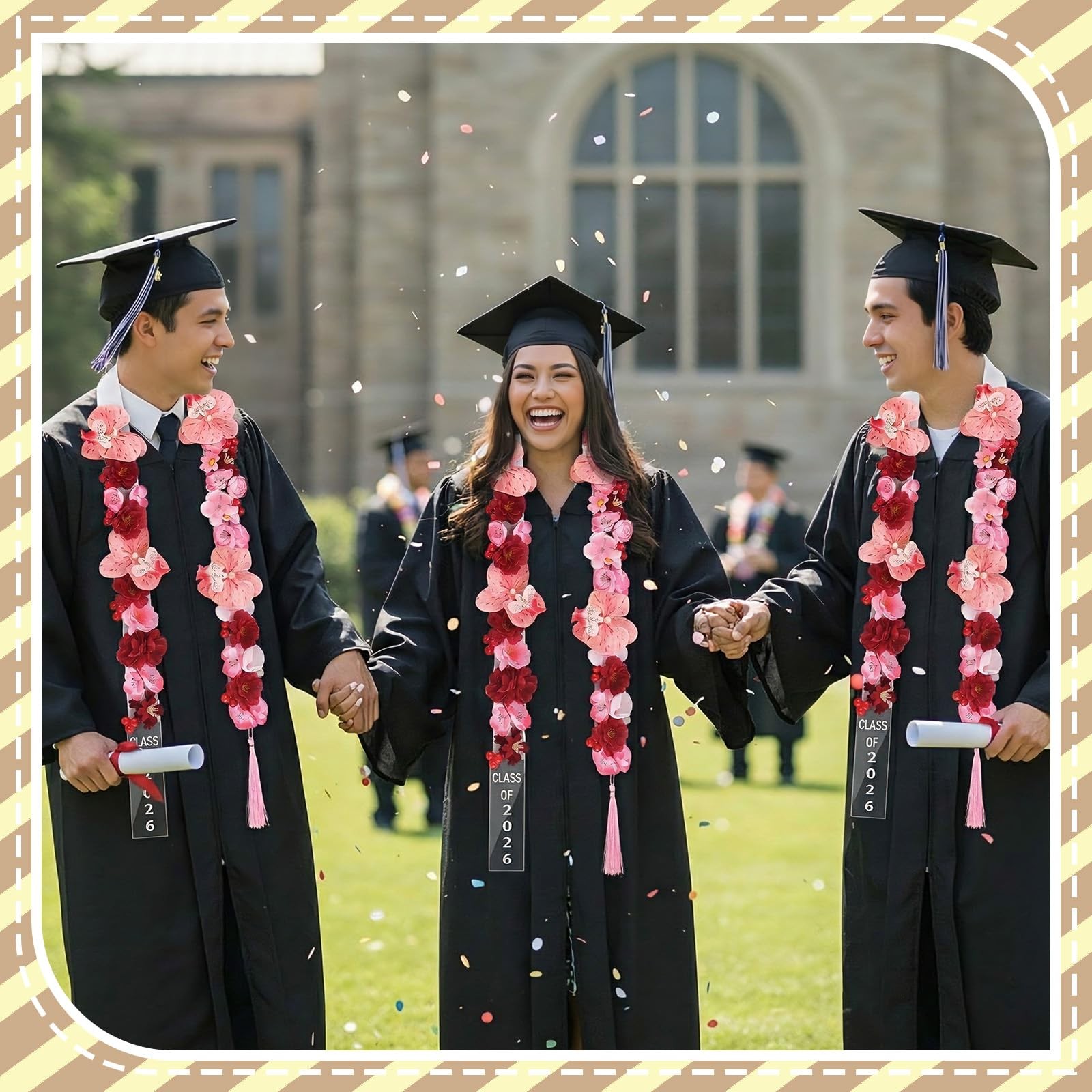 1 Pcs Graduation Lei 2026 Artificial Graduation Candy Lei Ribbon Phalaenopsis…