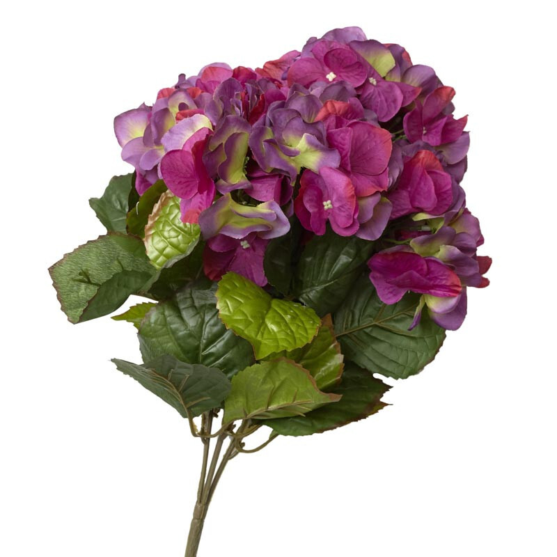 Artificial Mulberry Wine Hydrangea Silk 18″ Flower Bush