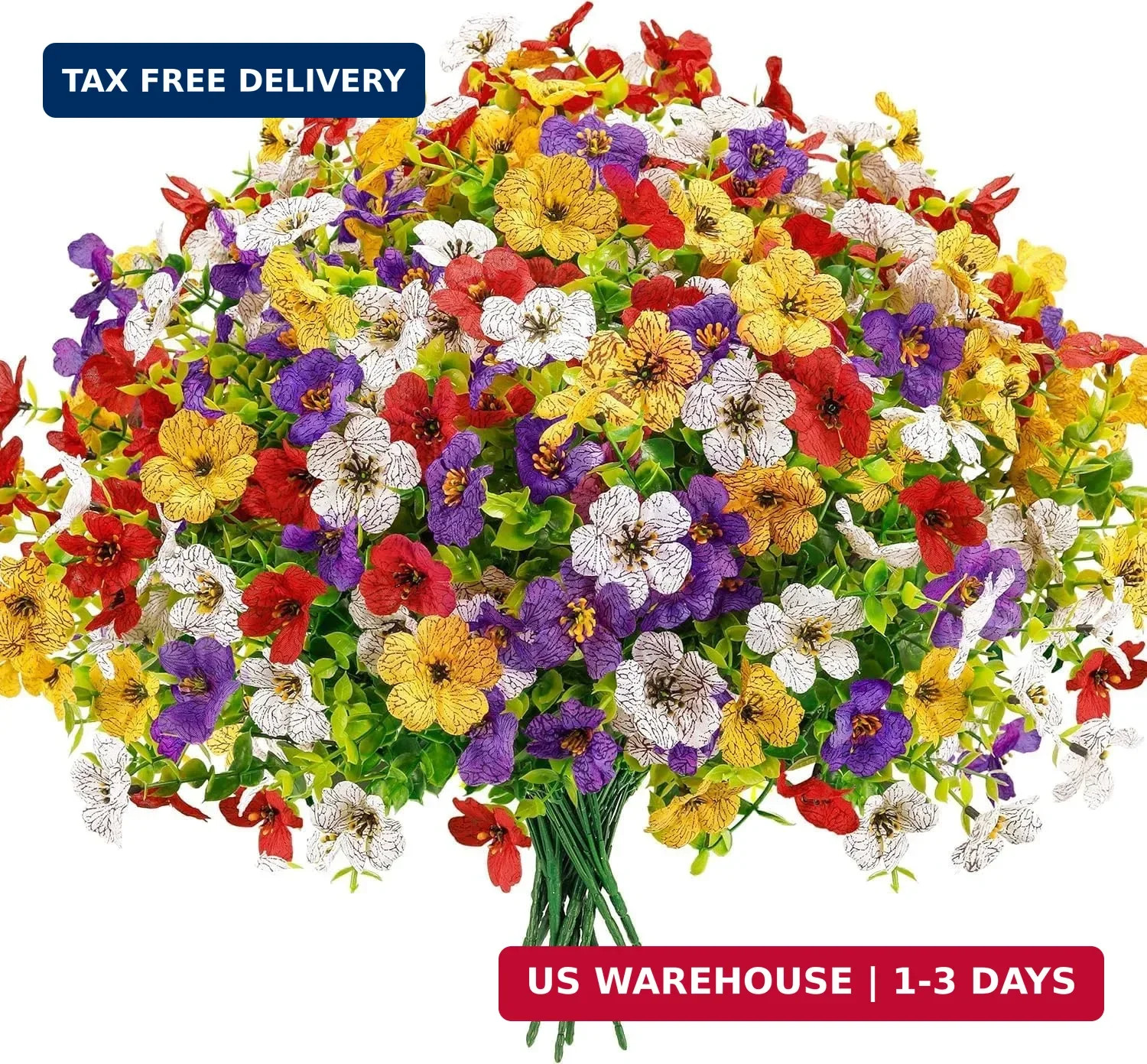 Der Rose 12 Bundles Artificial Daisy Fake Flowers for Outdoors, UV Resistant