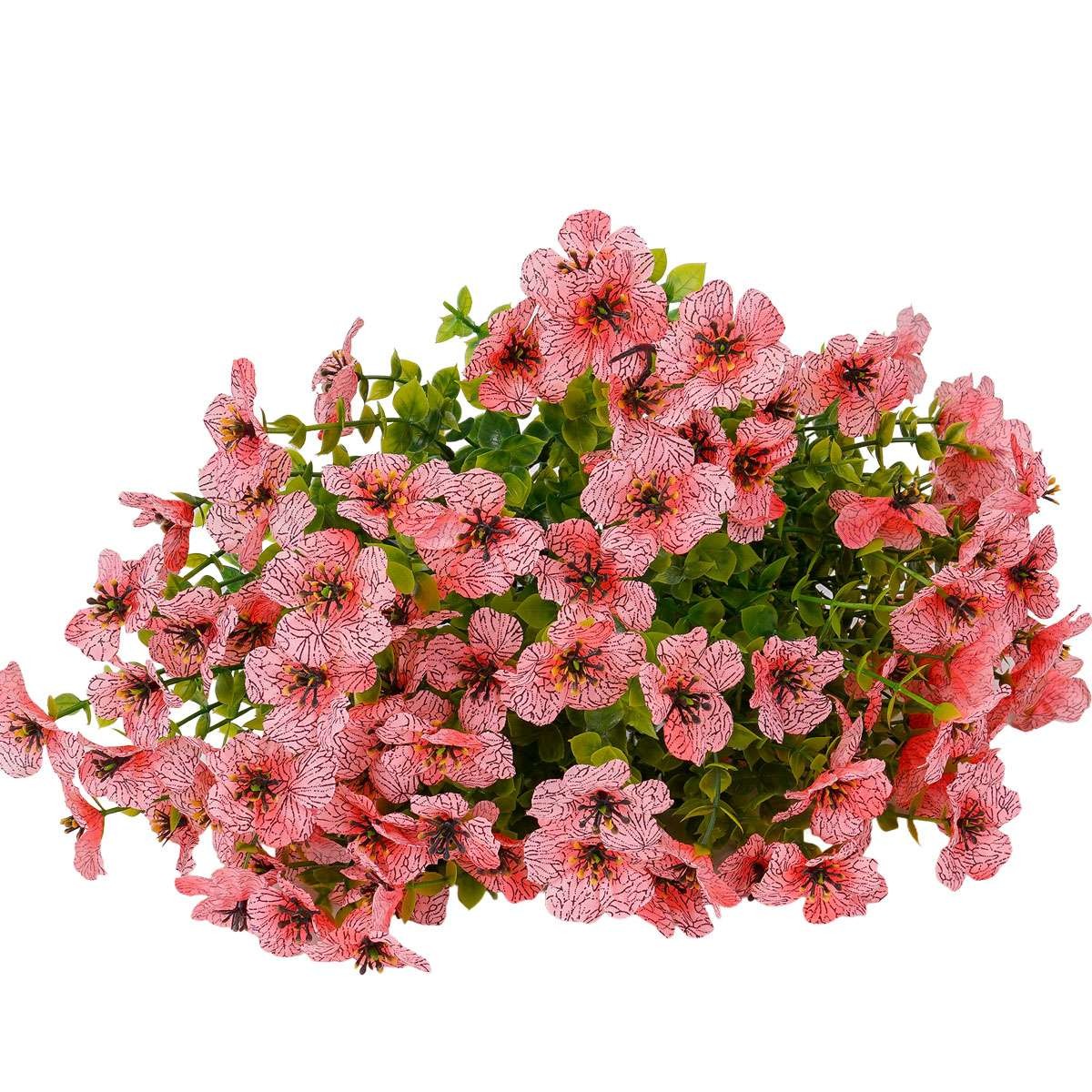 Artificial Flowers Ground Stake Patio Garden Decor Plastic Violet Bushes Plant