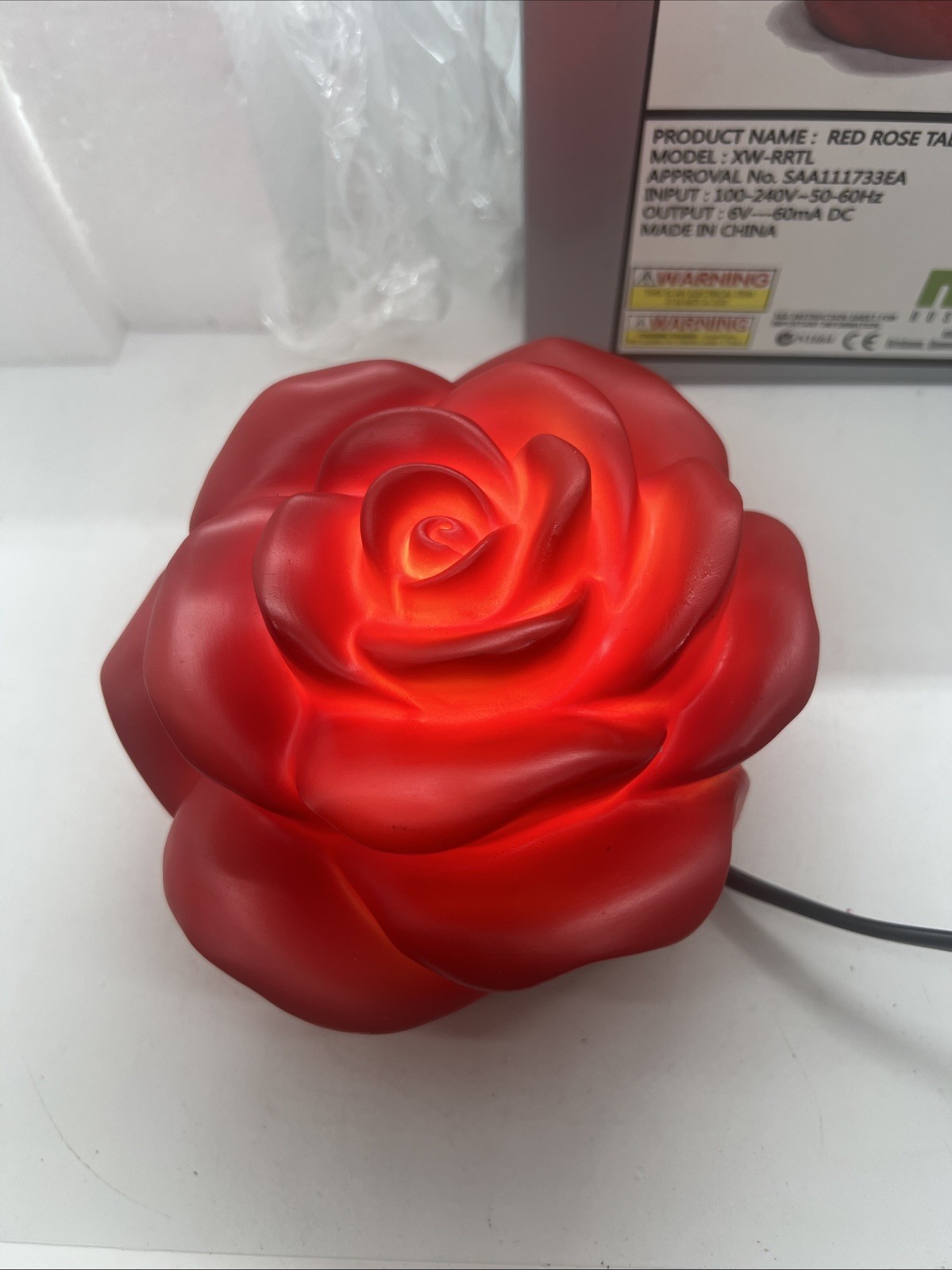 MDI Australia Red Rose Table Lamp Romantic Decor Light Gift Model XW-RRTL