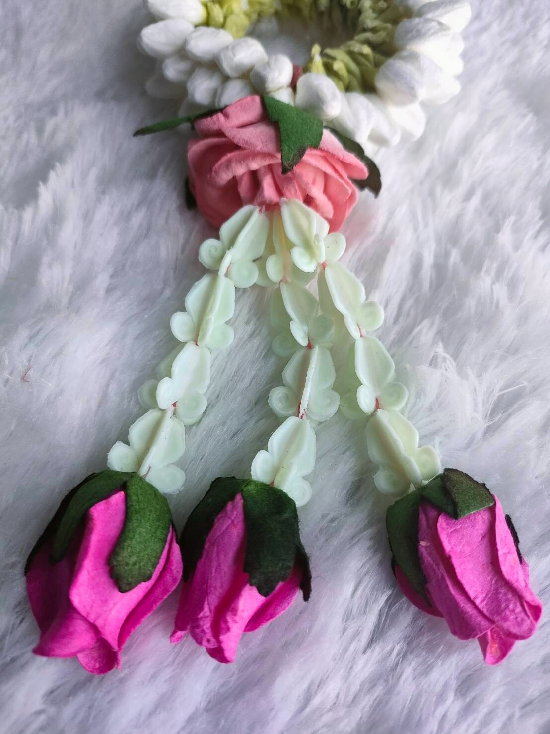 Garland Artificial Jasmine flowers Tissue Paper Fragrant Glue White Round Ubamal