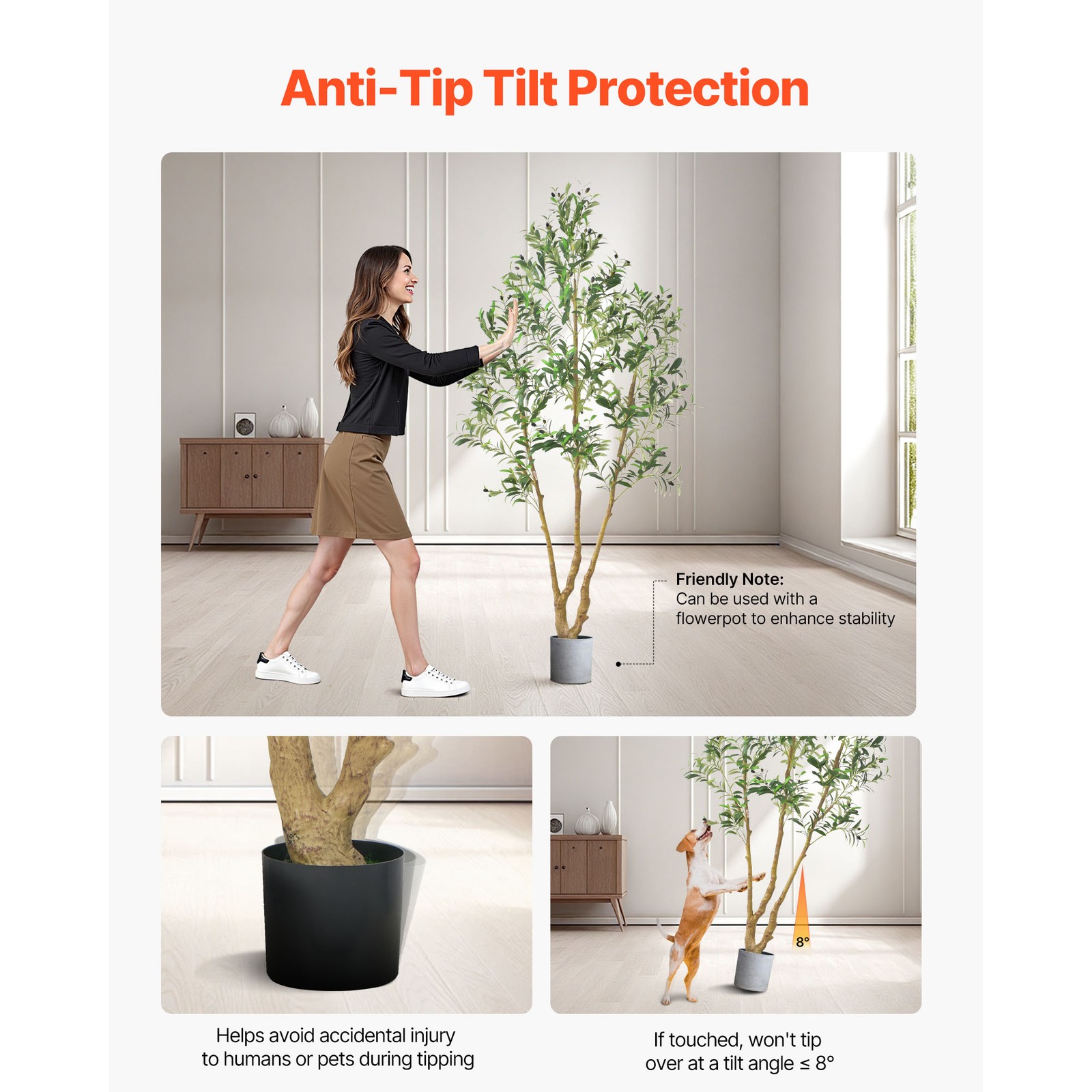 Uimoso 7FT Artificial Olive Tree Tall Fake Plant with Black Pot Home Office Use