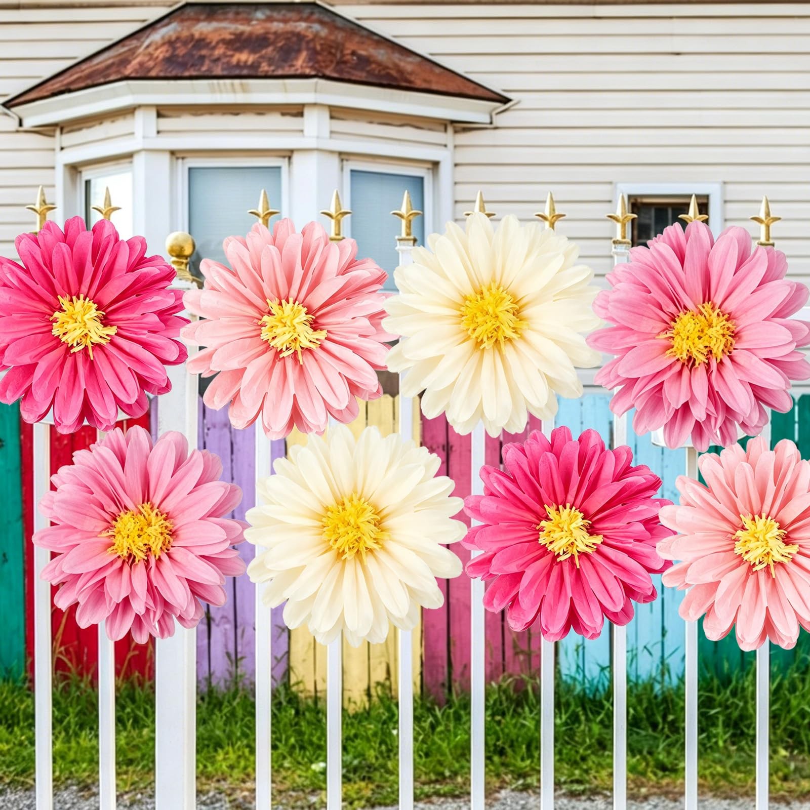 8Pcs Large Paper Flowers Decorations for Wall, 20″ Pink Tissue Paper Flowers …