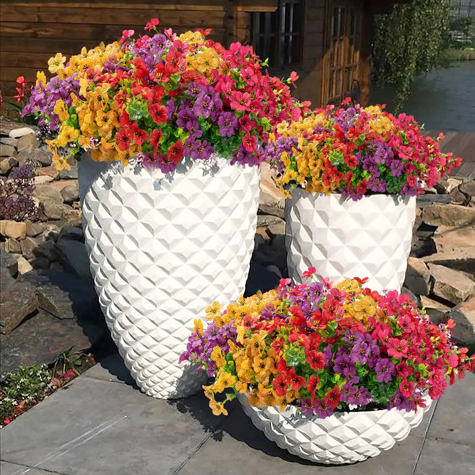 Artificial Flowers for Outdoor Indoor Garden Home Decoration, Faux Flower Dai…