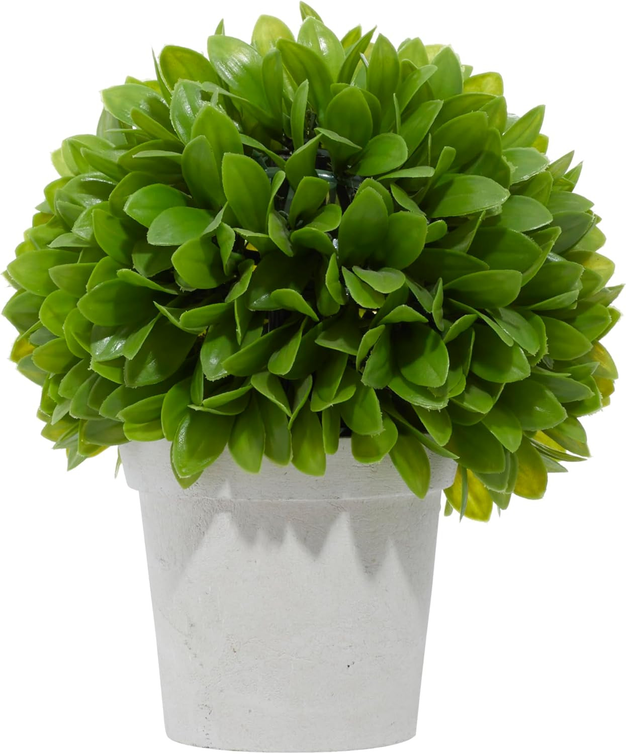 8X8X10 Faux Boxwood Topiary Ball, Artificial Foliage, Beige Paper Pot, Green
