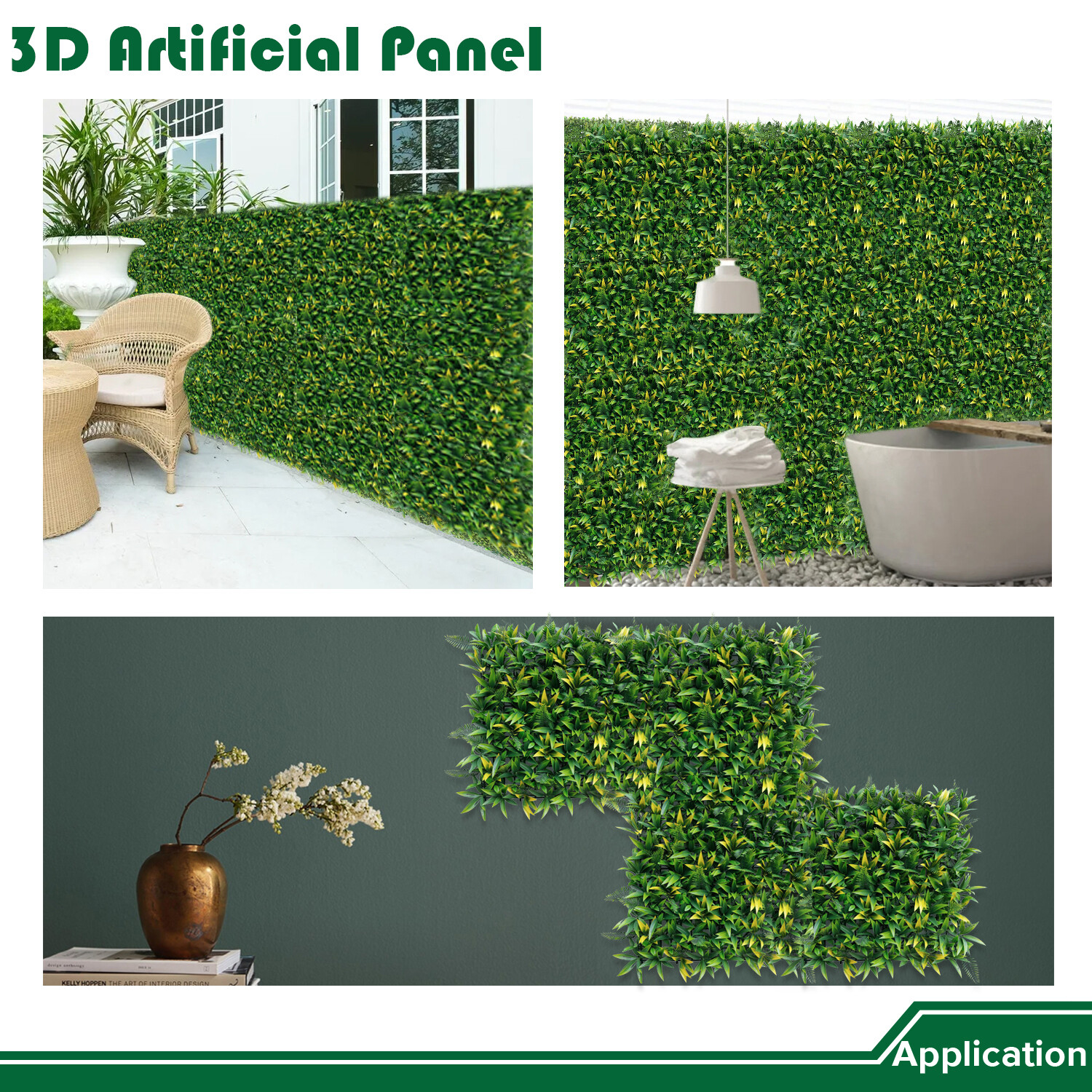 20″ Artificial Grass Mats 3D Mixed Plant Wall Hedge Decor For Home Festival #3