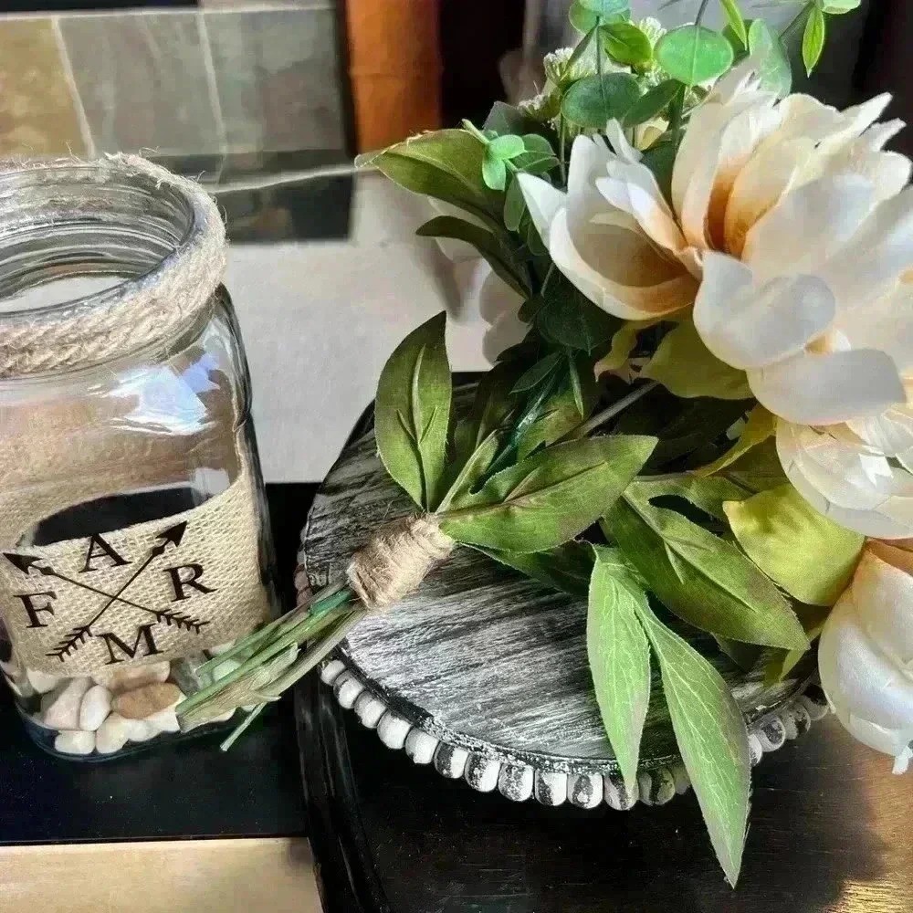 NEW Southern Style Centerpiece – Farmhouse Faux Floral Arrangement – So pretty!