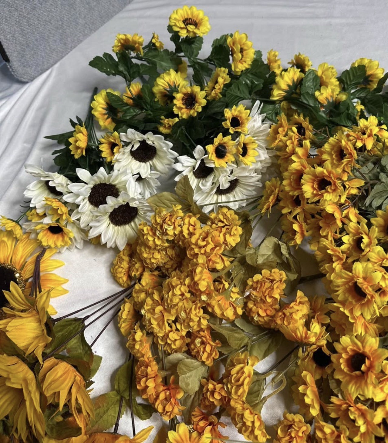 Mixed Lot Artificial Flowers And Garland Fall Colors Orange Yellow Sunflower