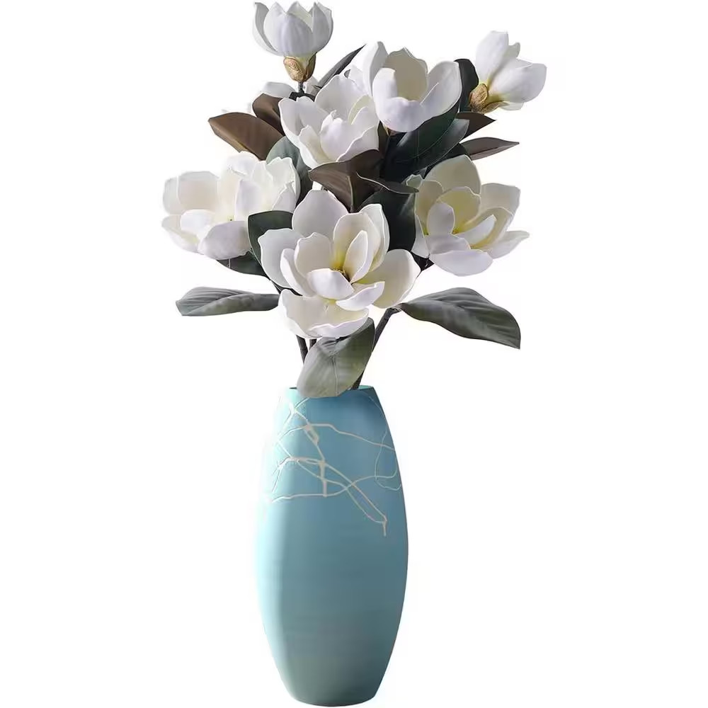 3 in 3Pcs 29.5 In. White Artificial Magnolia Branch Stem Faux Magnolia Floral Ar