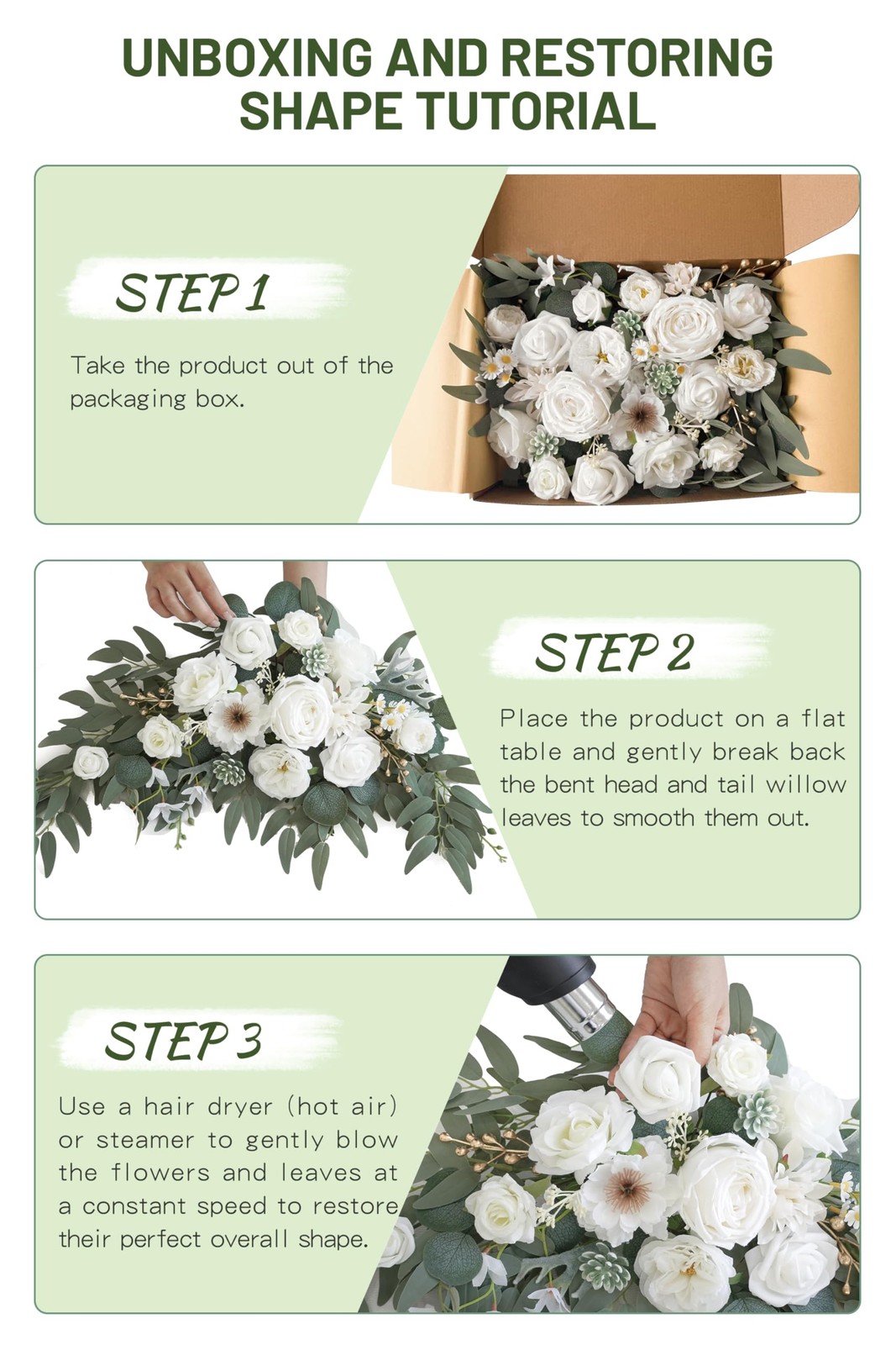 Faux Arch Flower Swag Set of 2 for Wedding Welcome Signs Floral Swag Wedding …