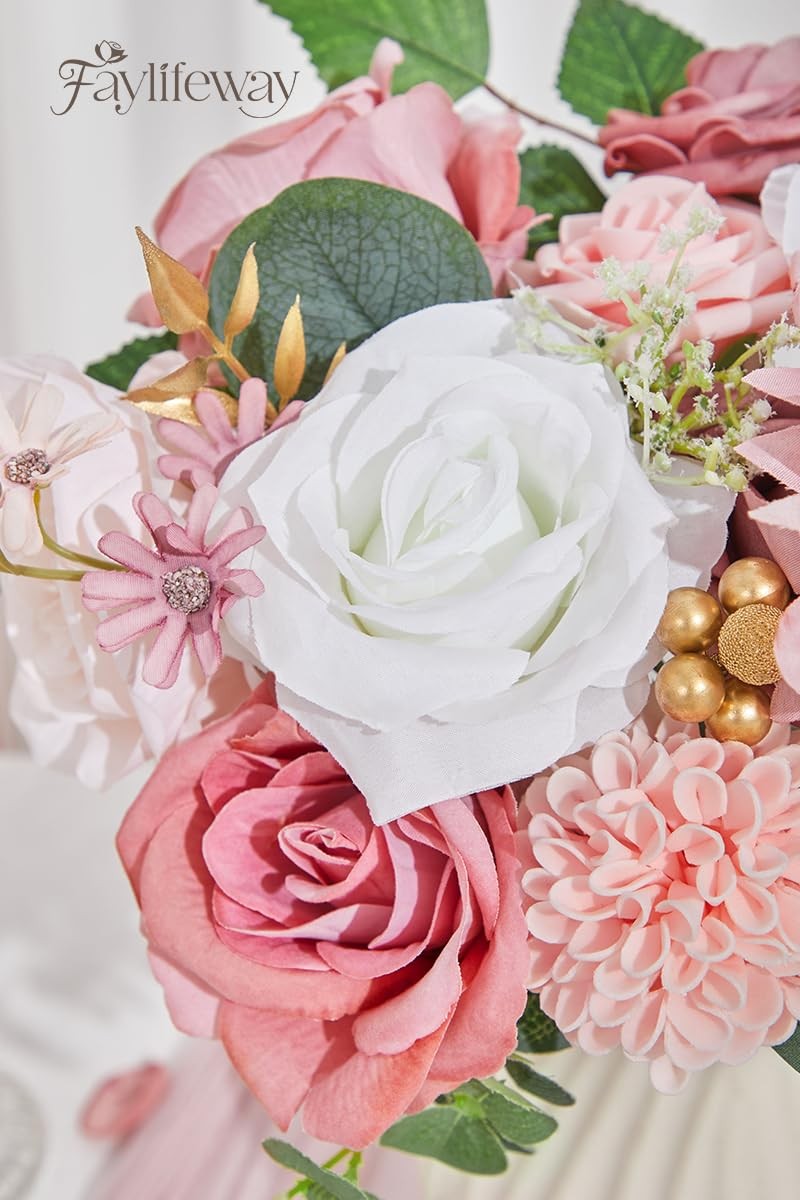 Pink Artificial Silk Flowers DIY Wedding Bouquets Cake Centerpieces Party Decor