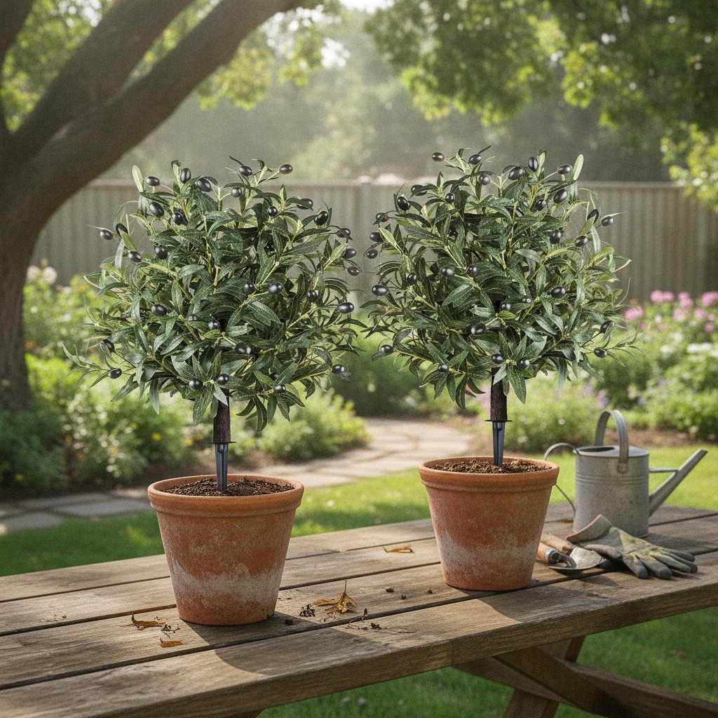 Artificial Topiary Ball Trees with Ground Spikes UV Resistant Faux Greenery S…