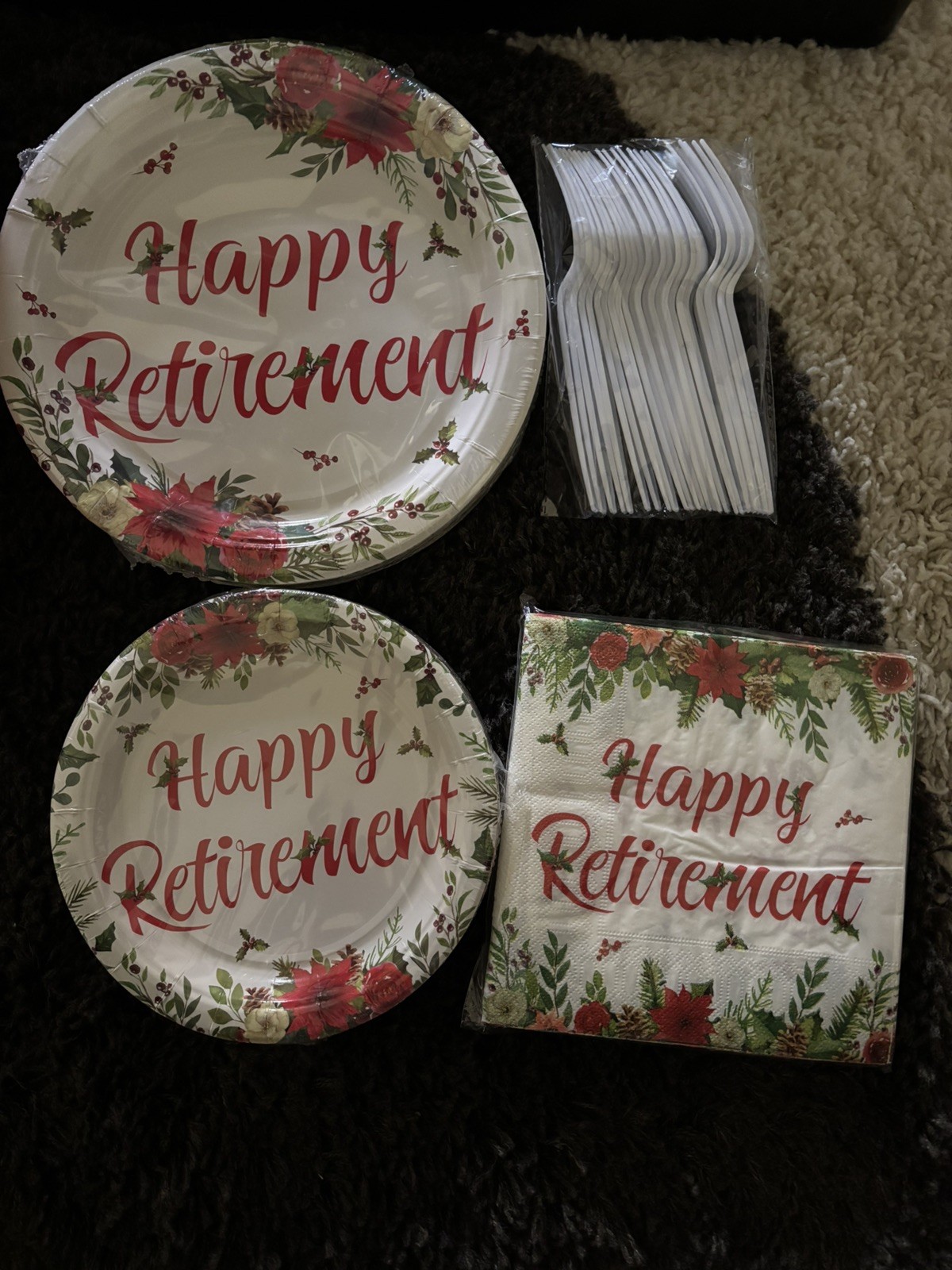 96Pcs Red Retirement Party Decorations Burgundy Rose Floral Happy Retire…